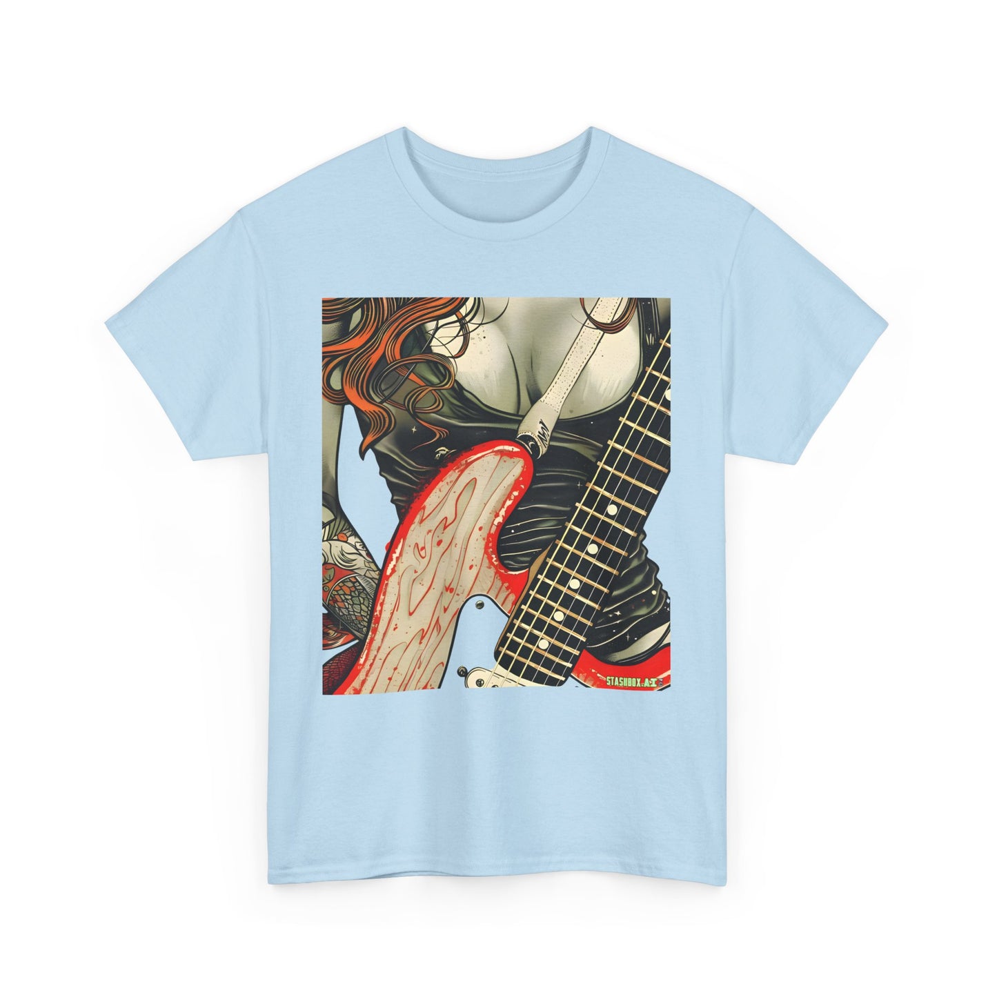 Unisex Heavy Cotton T-Shirt  Girl Guitarist Rocking 010