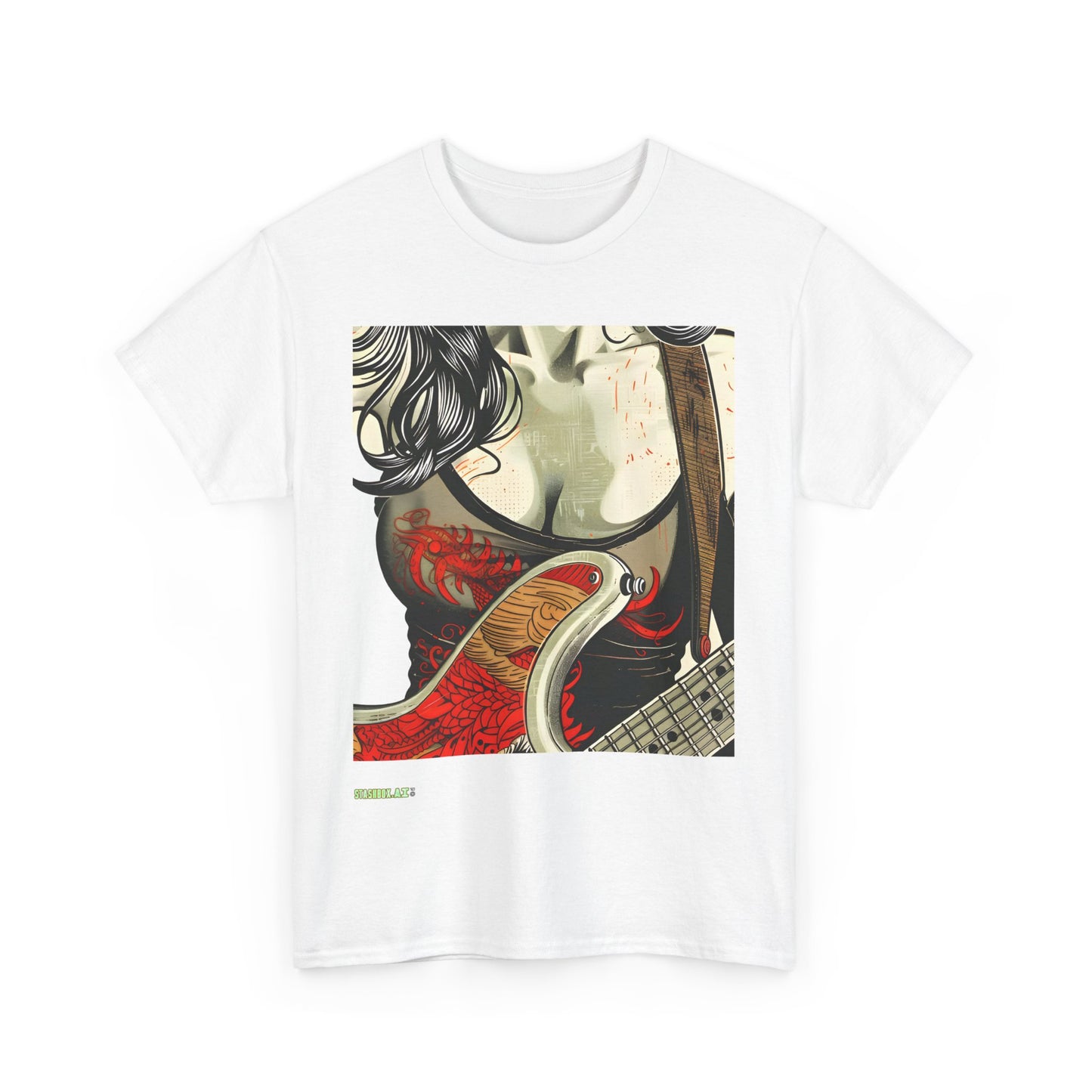 Unisex Heavy Cotton T-Shirt  Girl Guitarist Rocking 012