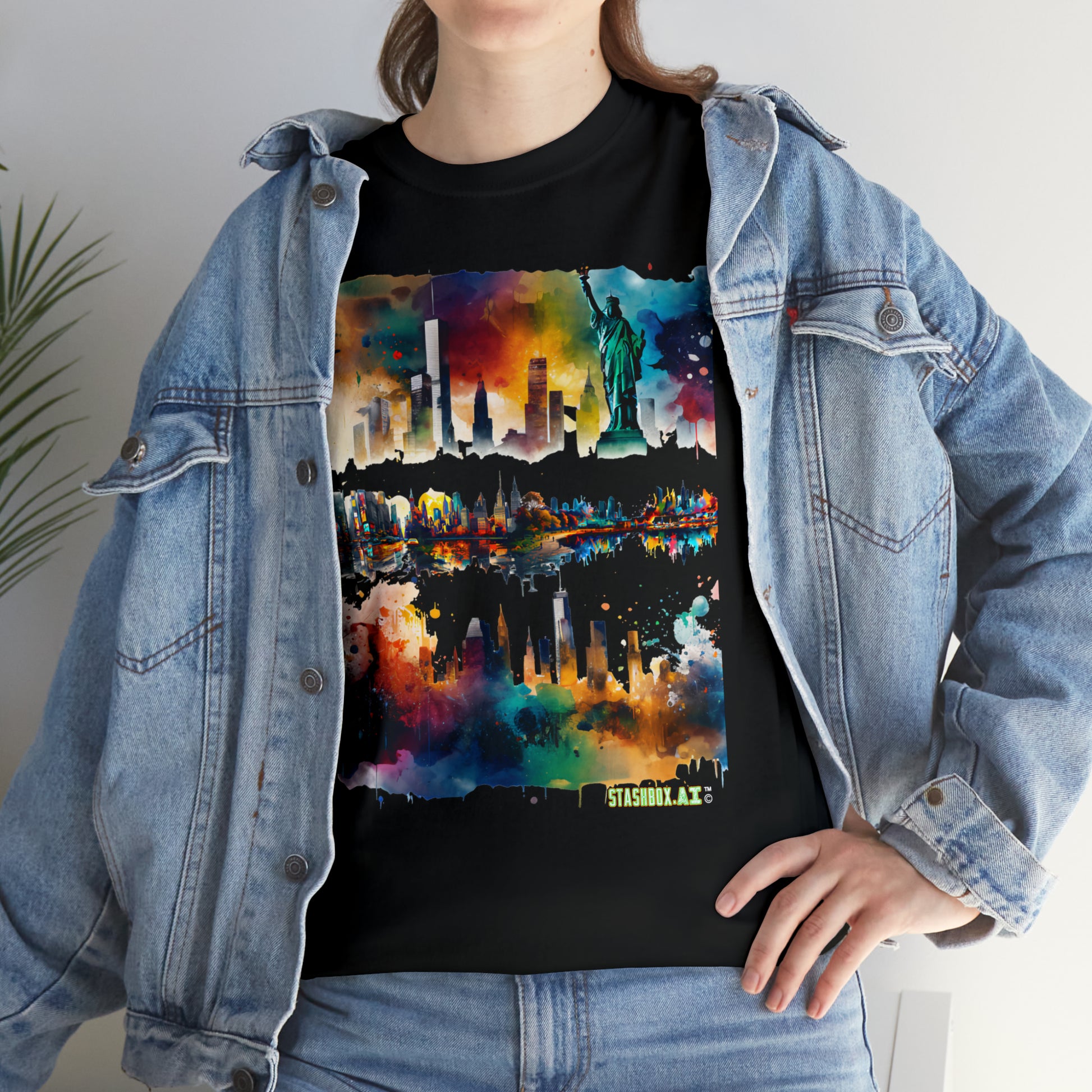 Colorful Statue of Liberty Shirt - Stashbox Watercolor Design