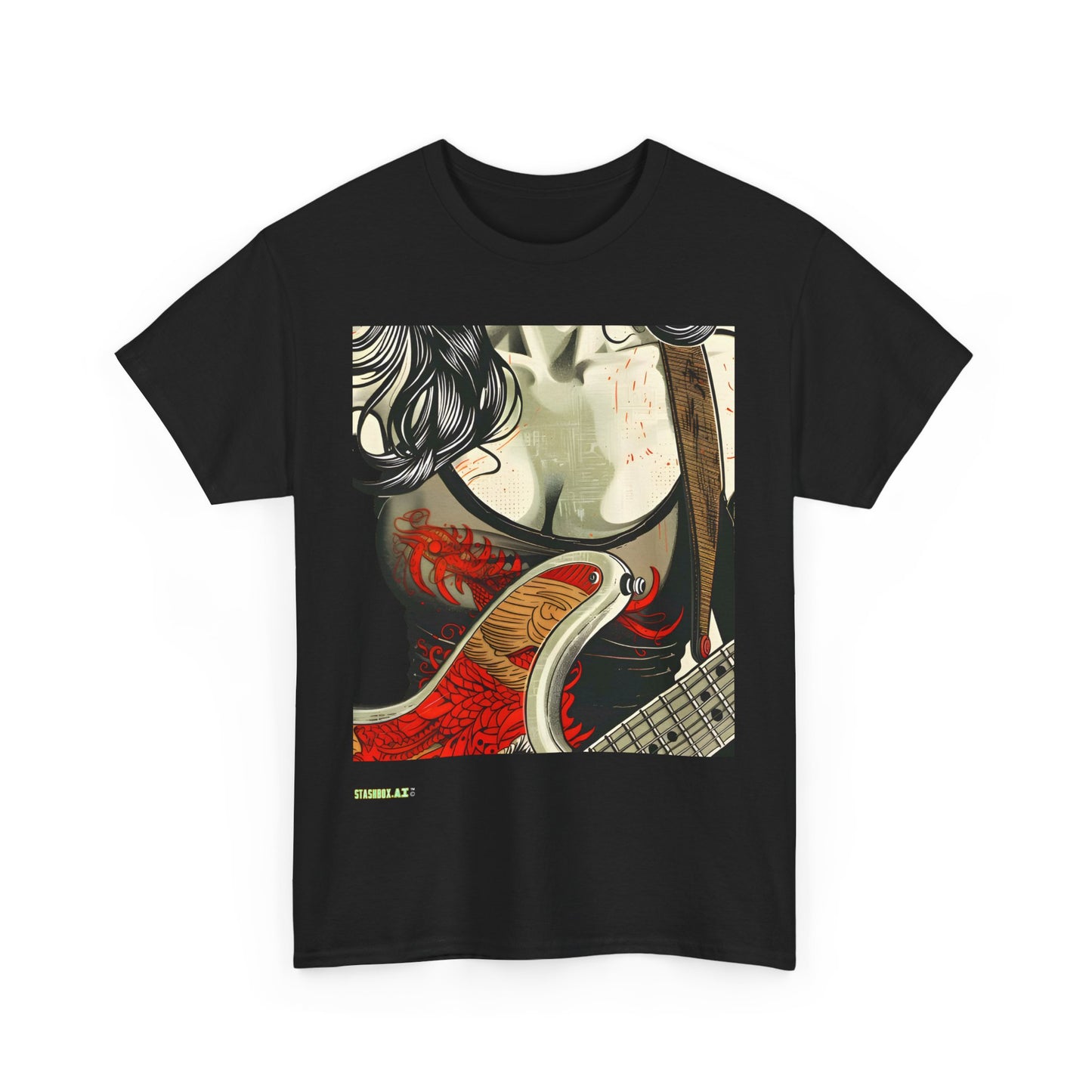 Unisex Heavy Cotton T-Shirt  Girl Guitarist Rocking 012