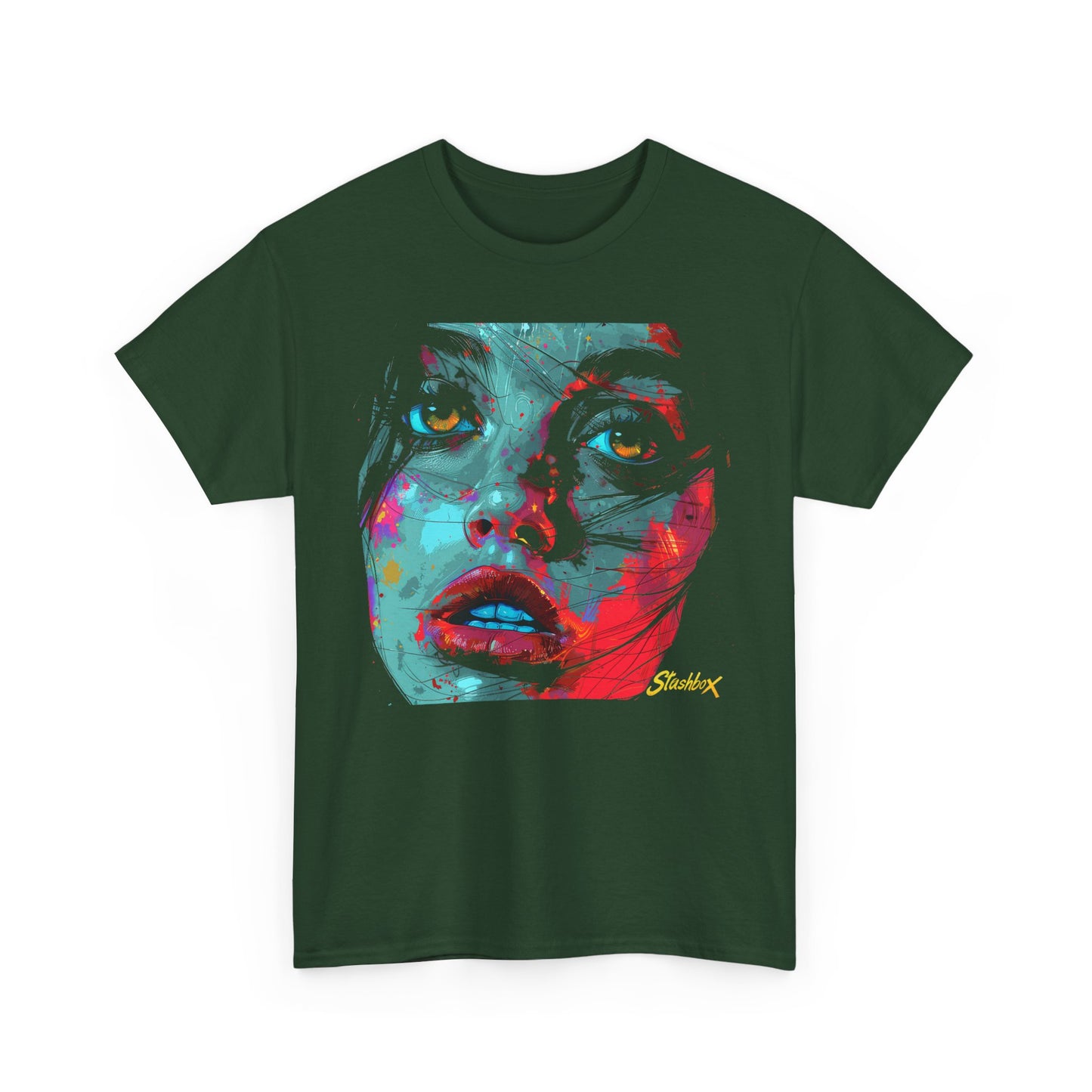 Unisex Heavy Cotton TShirt Beautiful Model Face Design 027