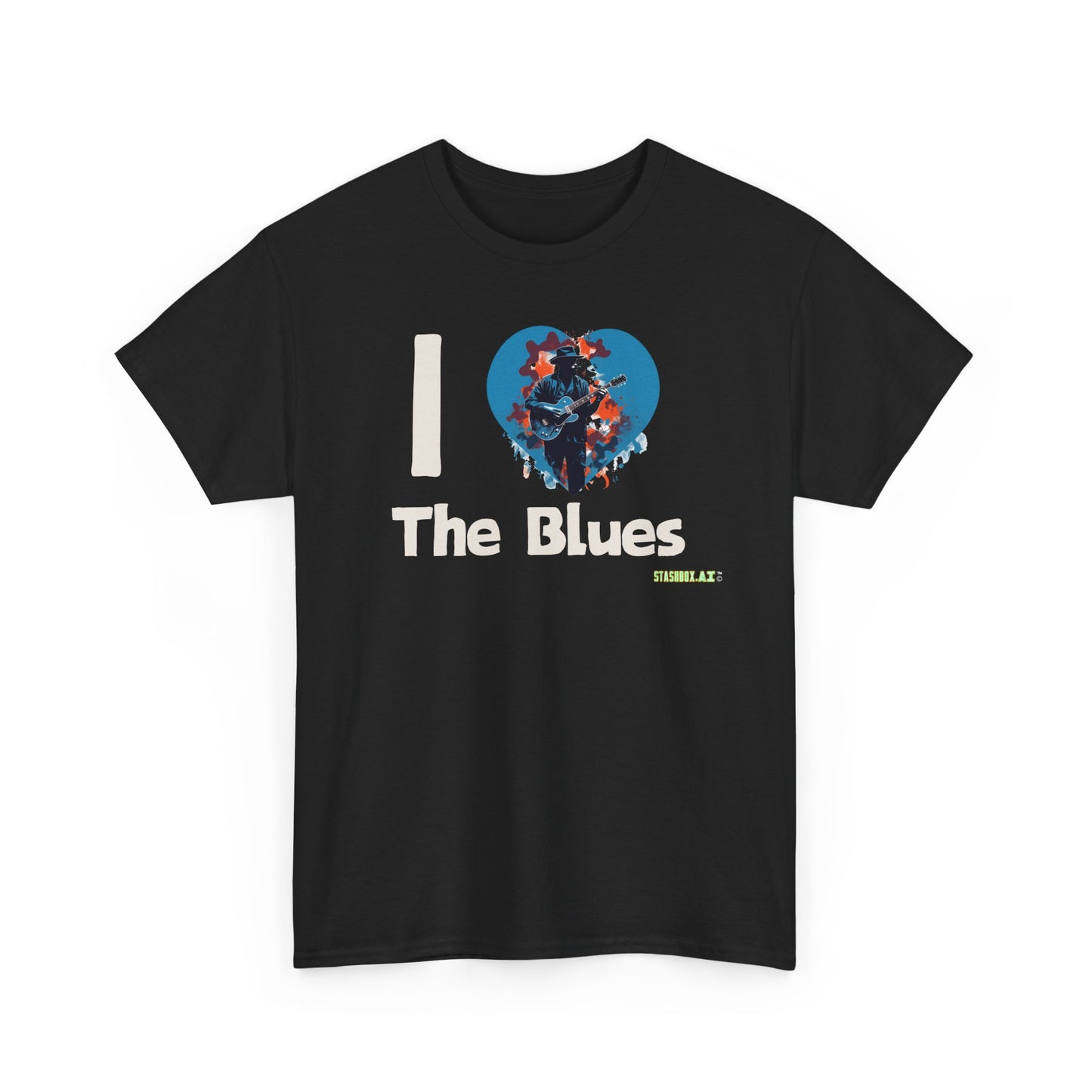 Unisex Heavy Cotton Tshirt I Heart The Blues 002