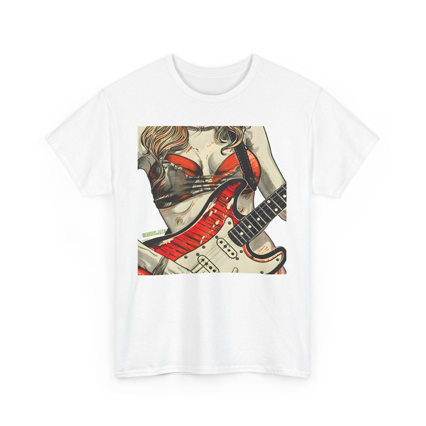 Unisex Heavy Cotton T-Shirt  Girl Guitarist Rocking 011