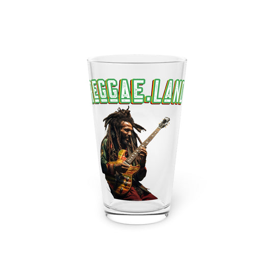 Rasta Vibes in Every Sip: Reggae.Land Rasta Man 16oz Pint Glass - Design #033. Embrace the spirit, exclusively at Stashbox.ai.