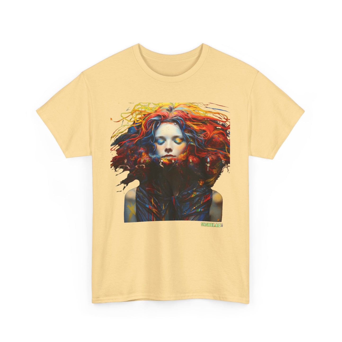 Unisex Heavy Cotton T-Shirt Beautiful Woman Rainbow Drawn Maranao 009