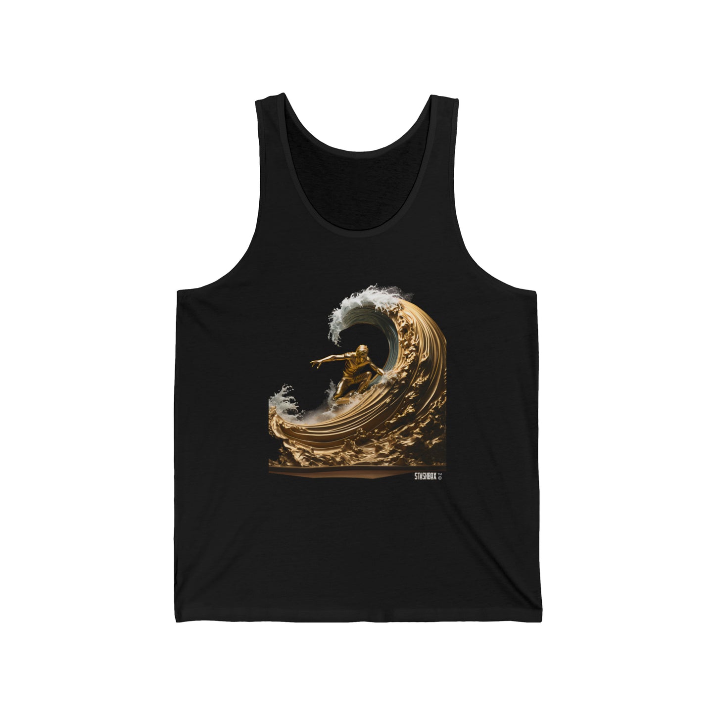 Unisex Jersey Tank Golden Wave Statue 64