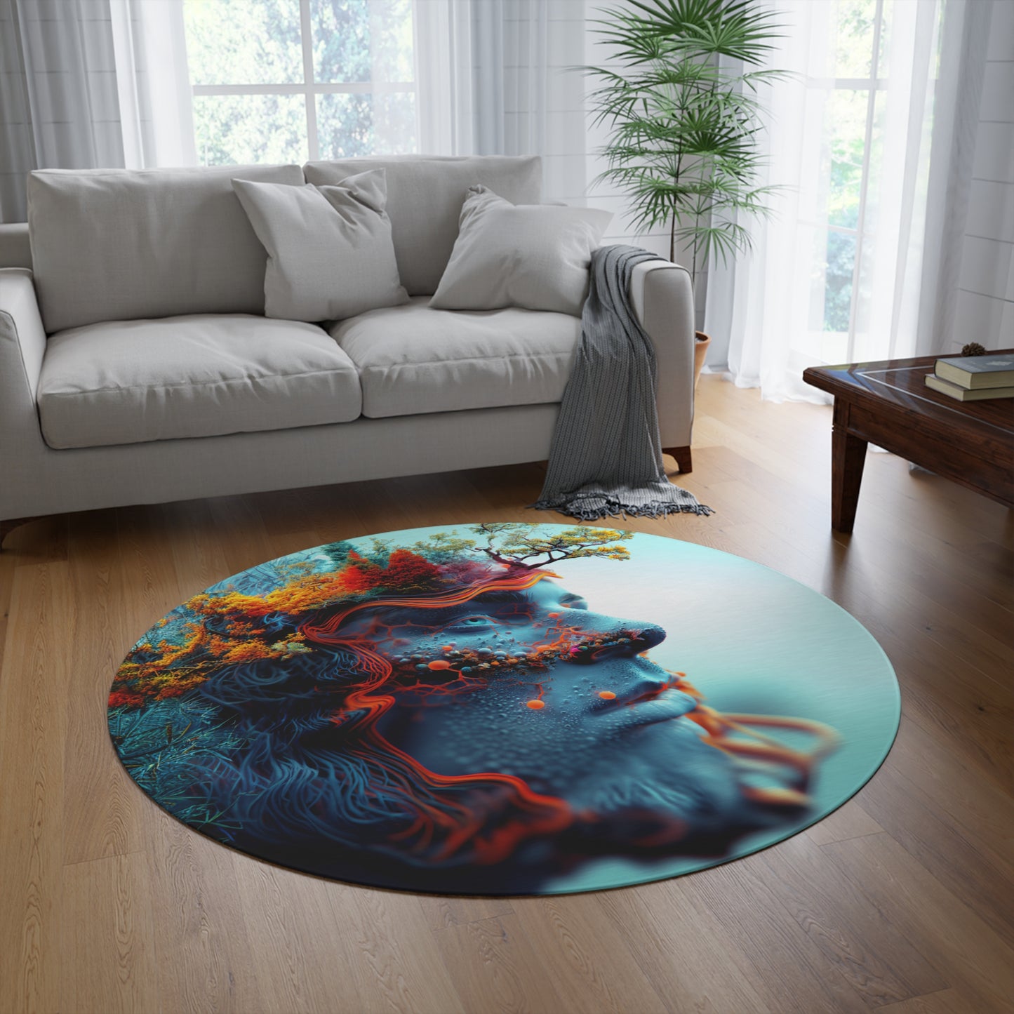 Round Rug Blue Man 001