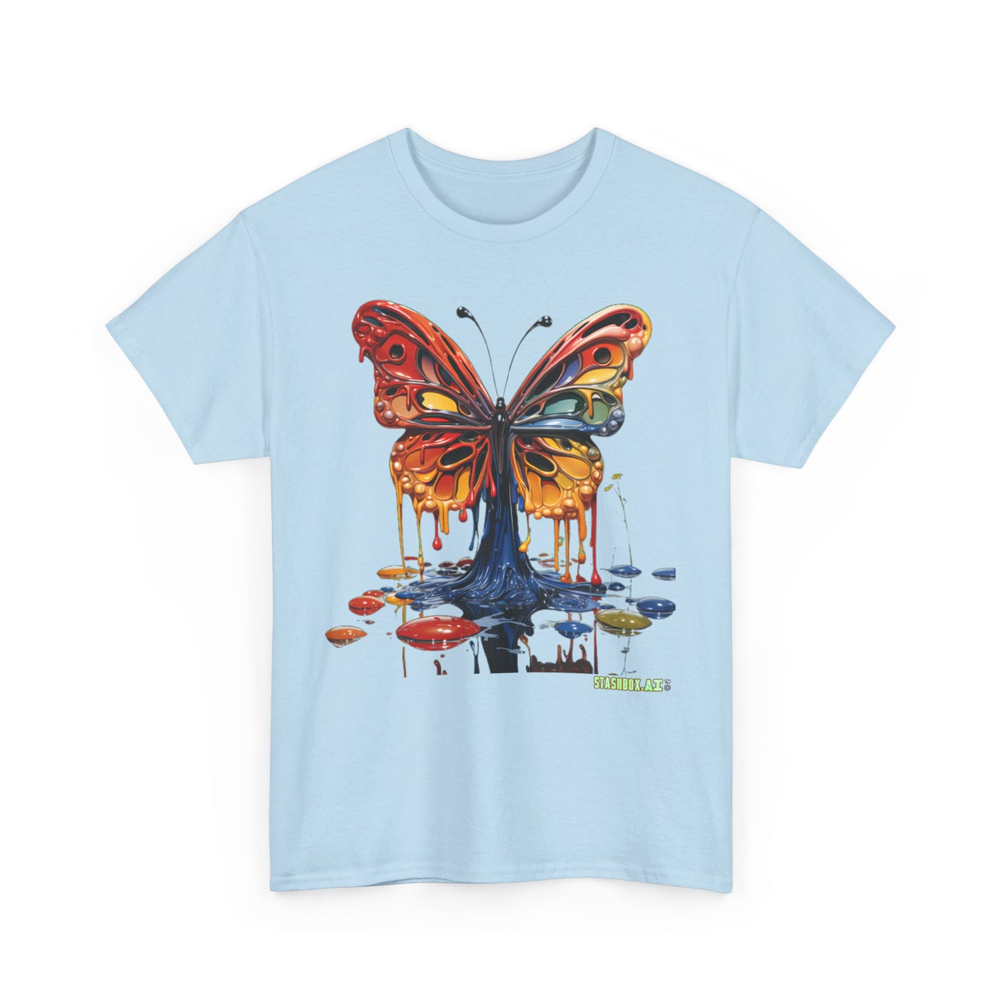 Unisex Heavy Cotton Tee Pop Surrealism Butterfly Design 008