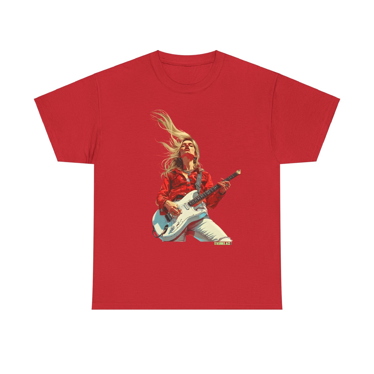 Unisex Heavy Cotton T-Shirt  Girl Guitarist Rocking 015