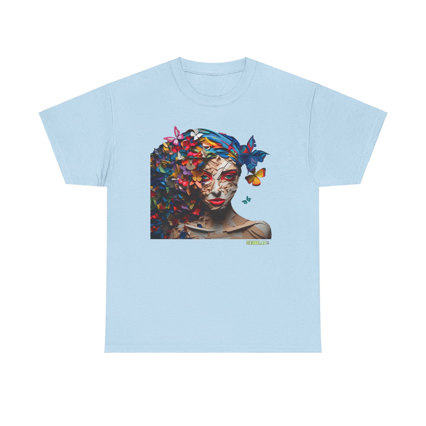 Unisex Heavy Cotton T-Shirt Beautiful Woman Rainbow Ink Drawn Maranao Style 004