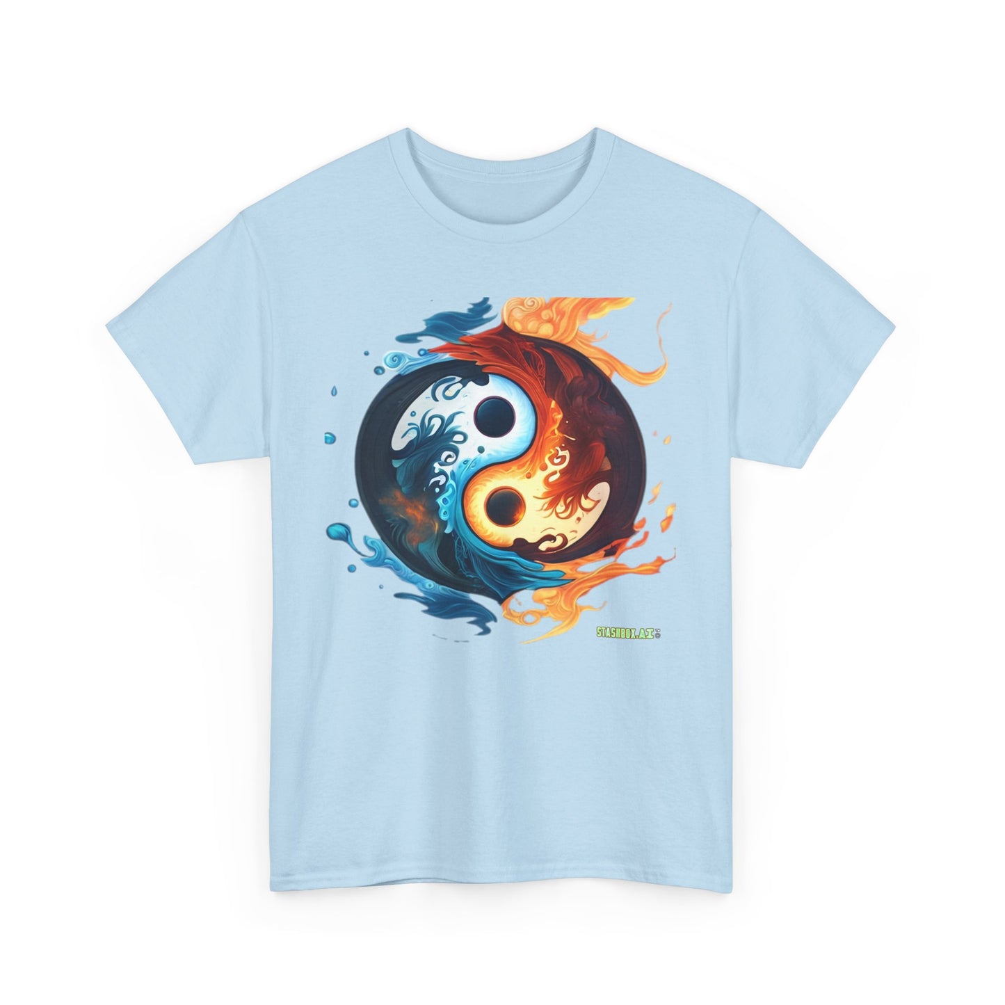 Unisex Heavy Cotton T-Shirt Colorful Yin Yang Symbol by Joel Lovett 001