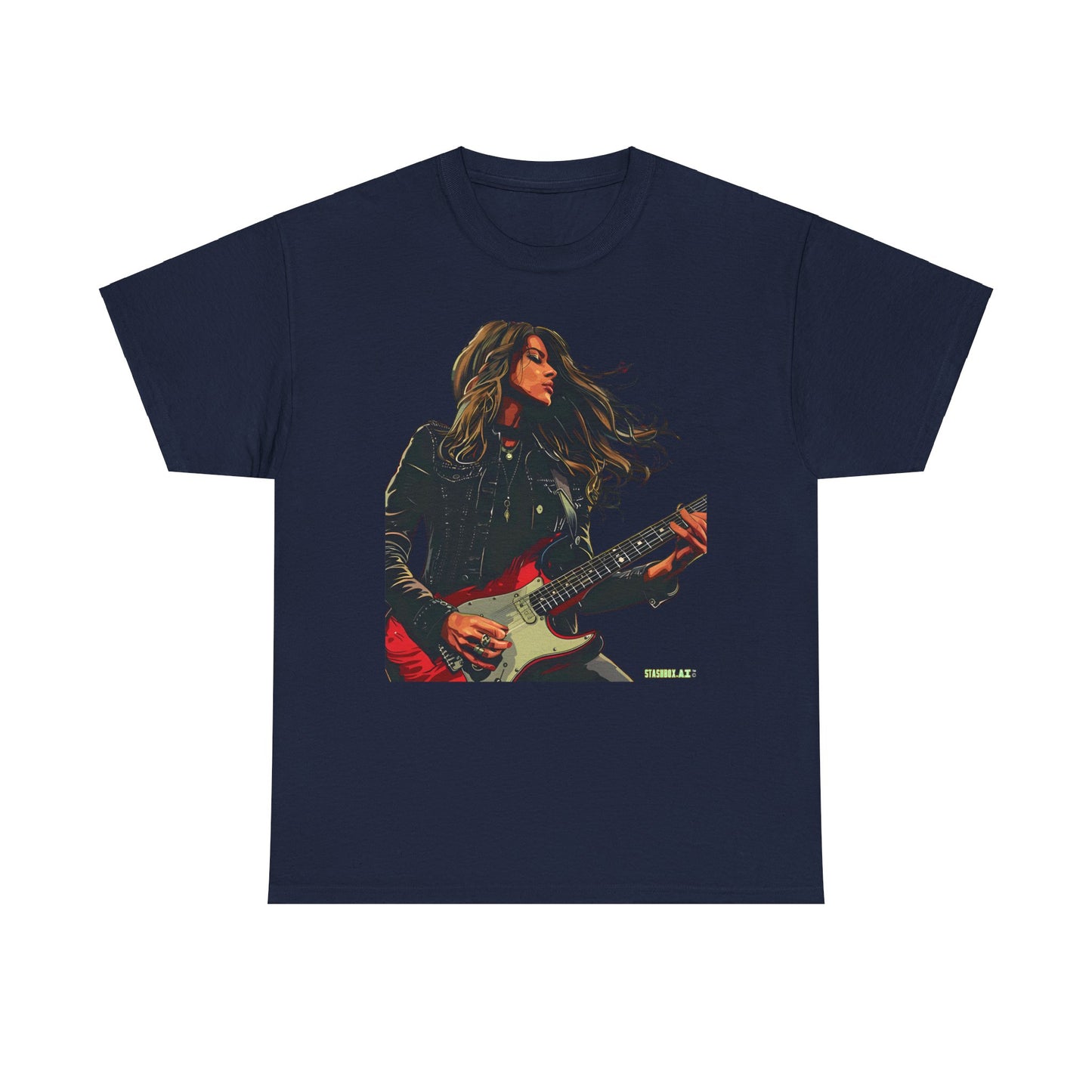 Unisex Heavy Cotton T-Shirt  Girl Guitarist Rocking 006