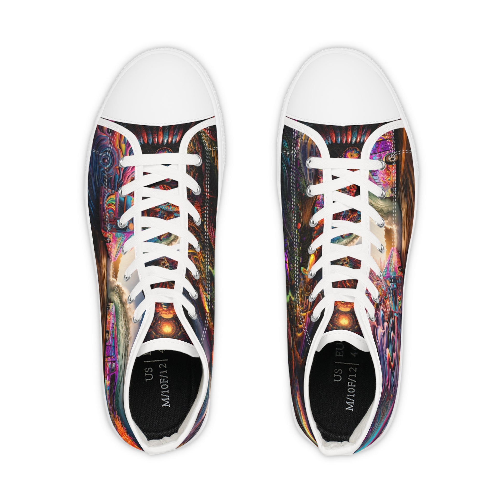 Walk on the Wild Side with our Psychedelic High Top Sneakers #001. Where fashion meets the cosmos, exclusively at Stashbox.ai.