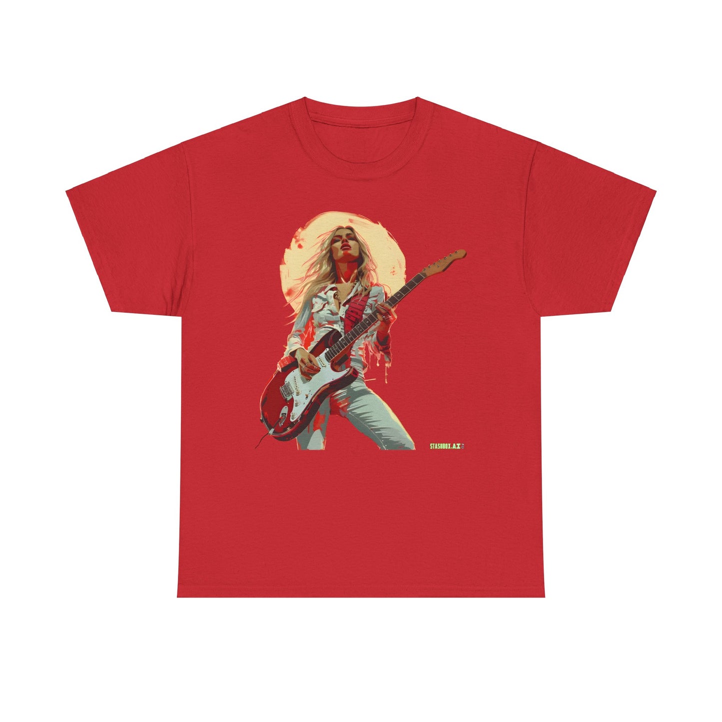 Unisex Heavy Cotton T-Shirt  Girl Guitarist Rocking 009