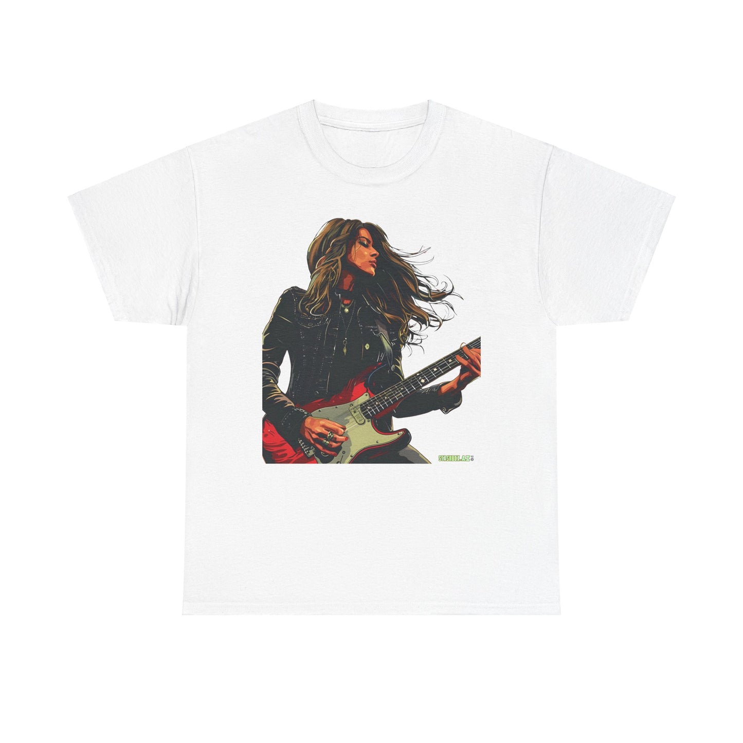 Unisex Heavy Cotton T-Shirt  Girl Guitarist Rocking 006