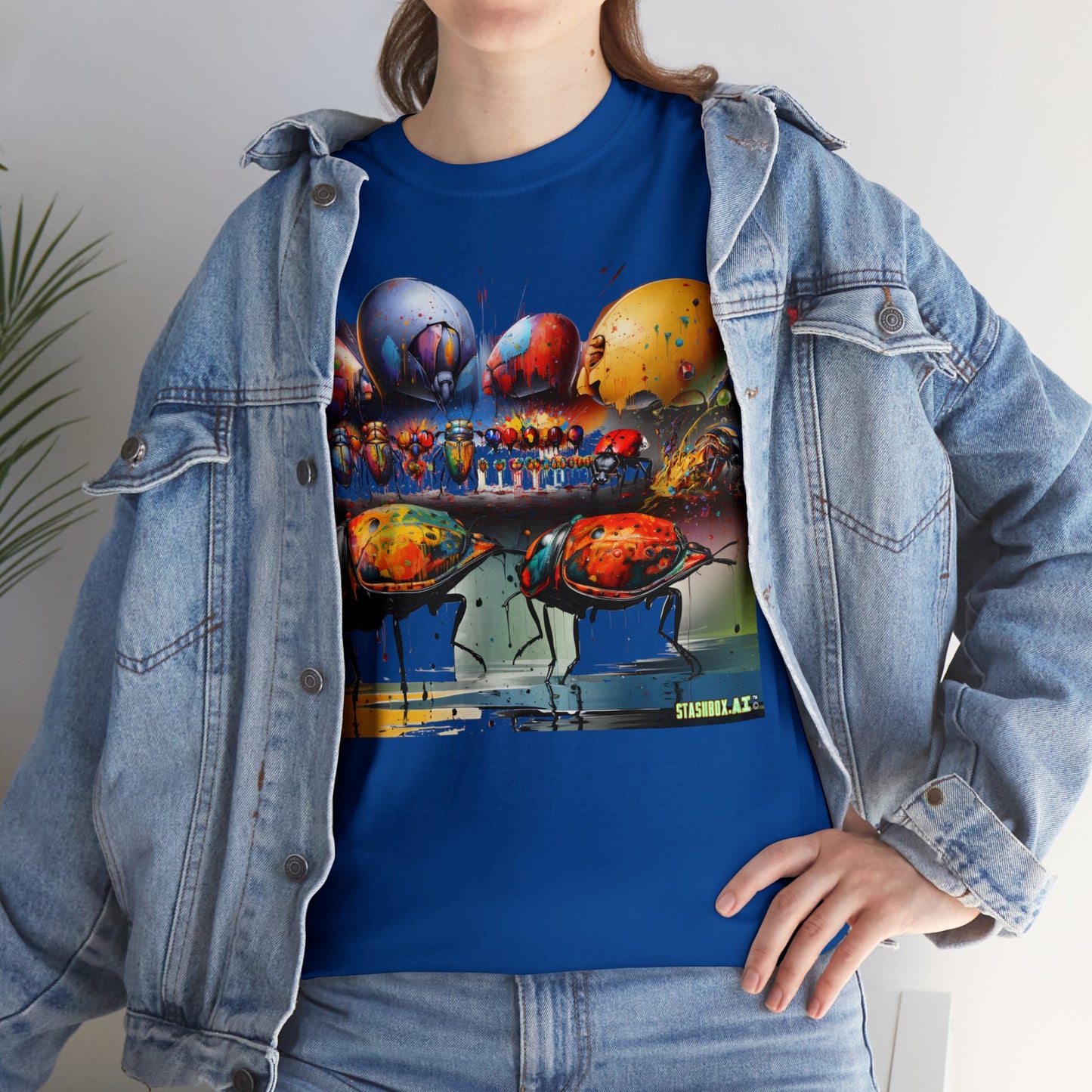Unisex Adult Size Heavy Cotton Tee Colorful Bugs 002 T-Shirt