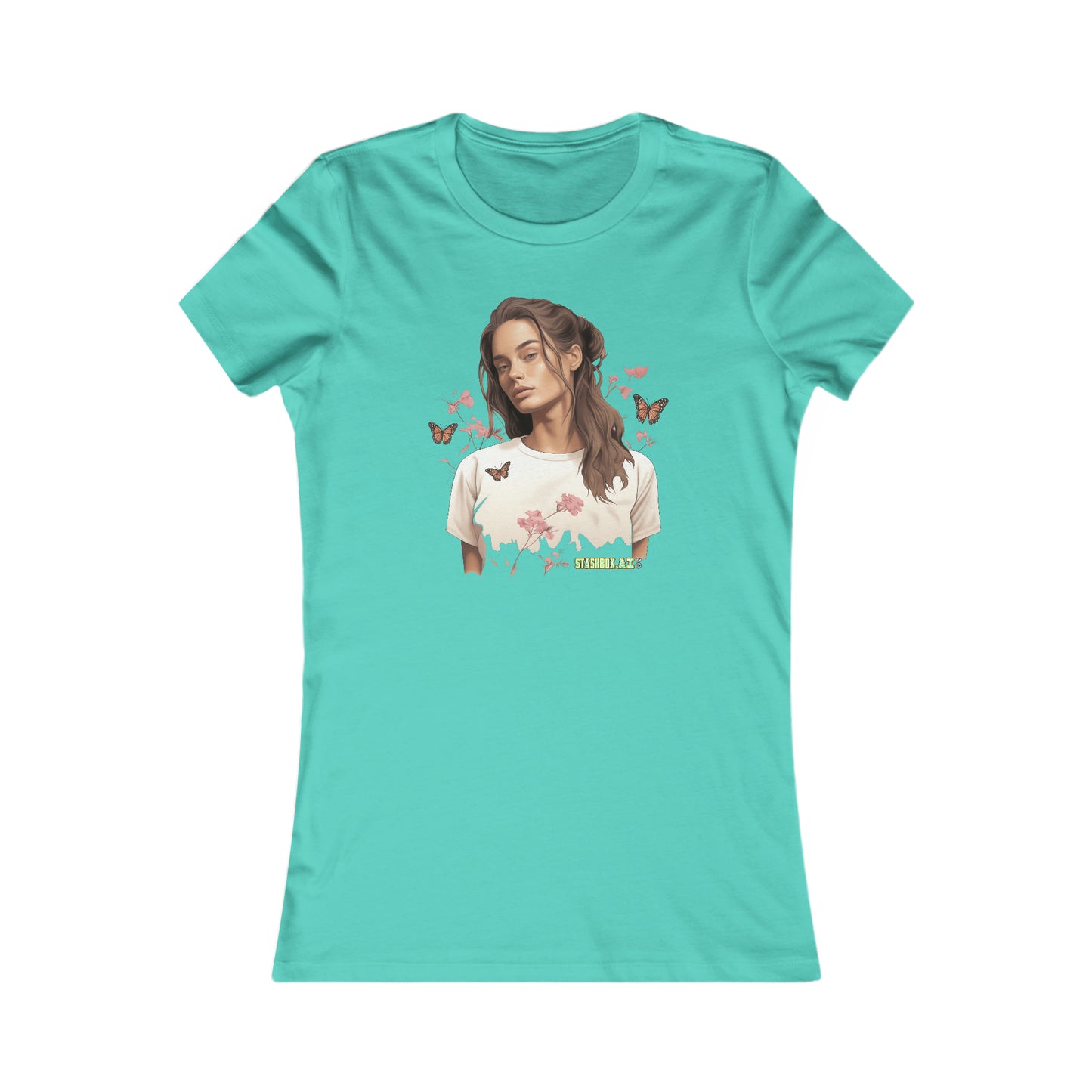 Women's Favorite T-Shirt Beautiful Girl Butterfly Design 017