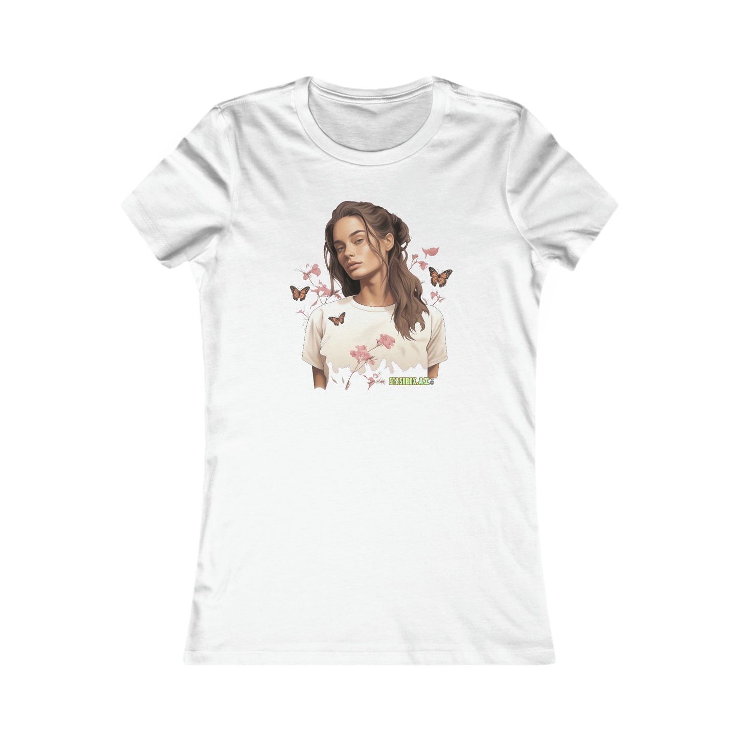 Women's Favorite T-Shirt Beautiful Girl Butterfly Design 017