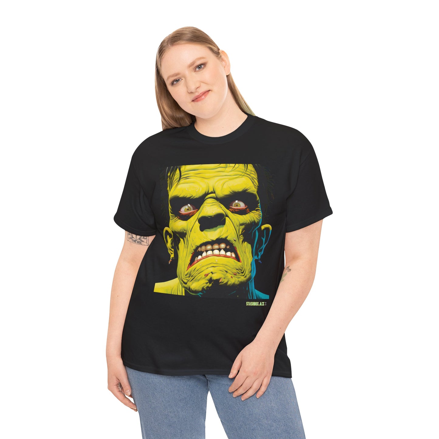 Unisex Heavy Cotton Tee Frankenstein Face #001