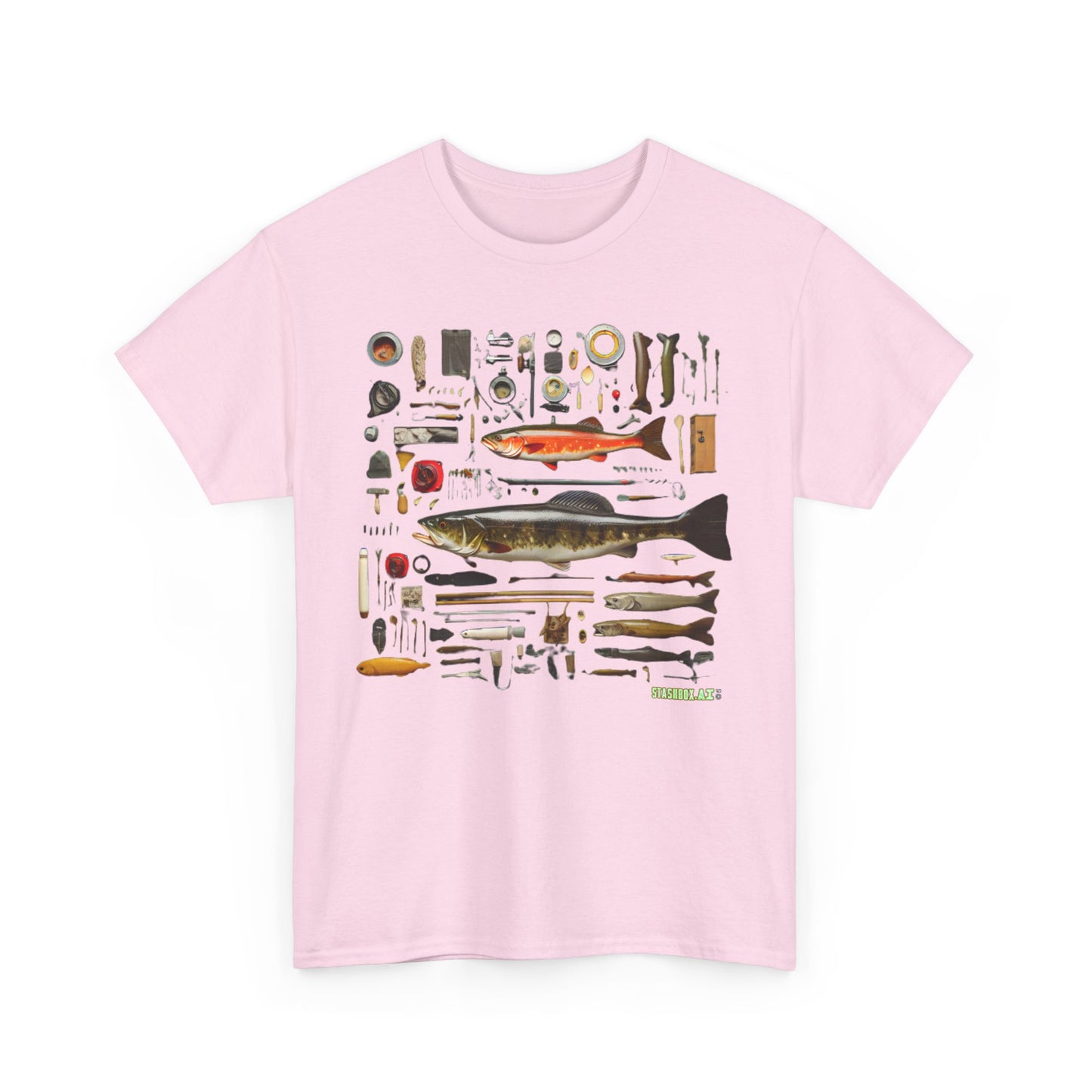 T-Shirt Heavy Cotton Unisex - Fishing for Fishermen Knolling Abstract Art 006