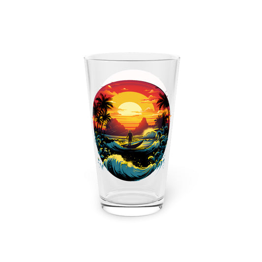 Capture the perfection of a sunset beach with our Perfect Sunset Beach Waves Pint Glass, Waves Design #037. Your glass, your sunset, exclusively at Stashbox.ai.