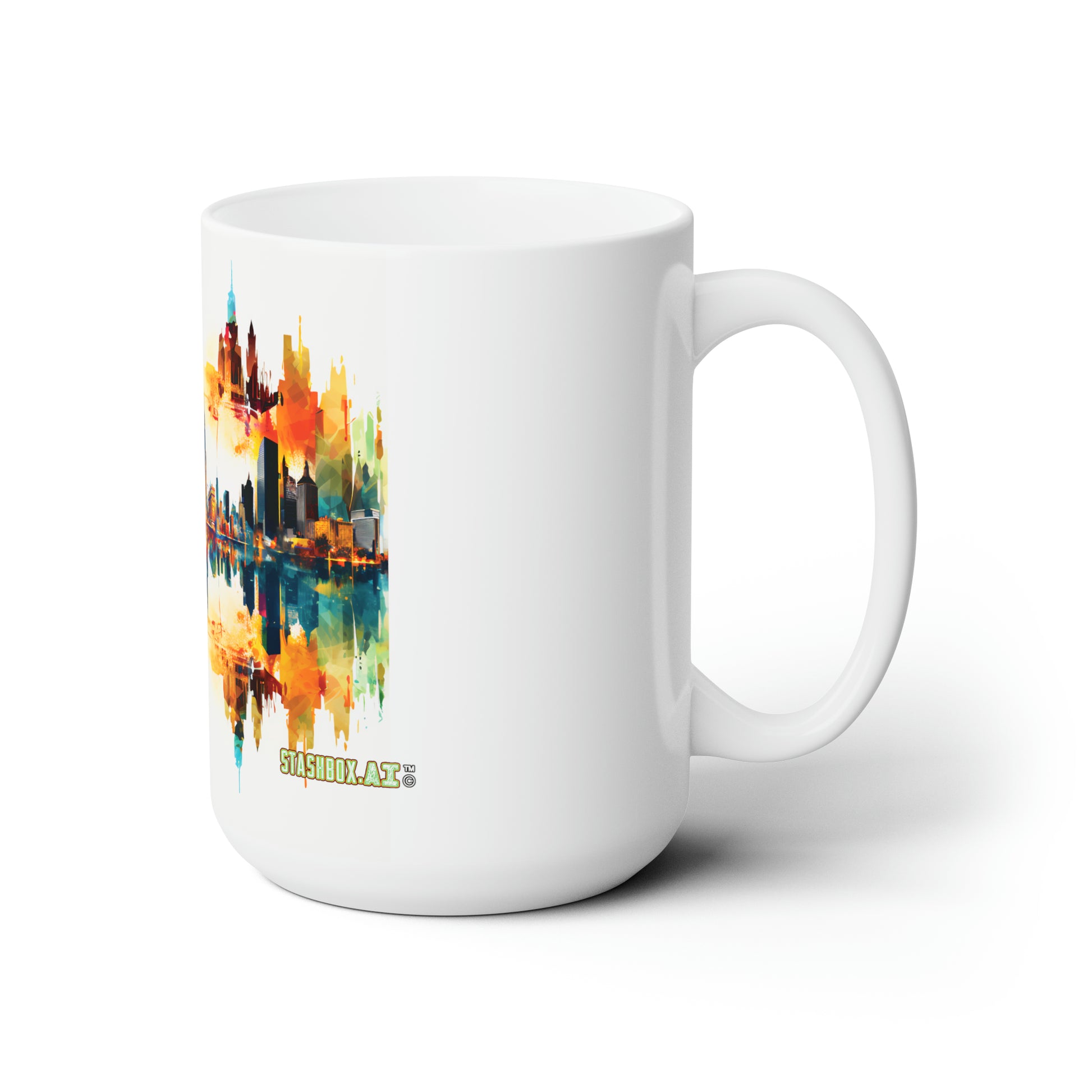 Colorful Cityscape Tea Mug - Urban Watercolor Vibes