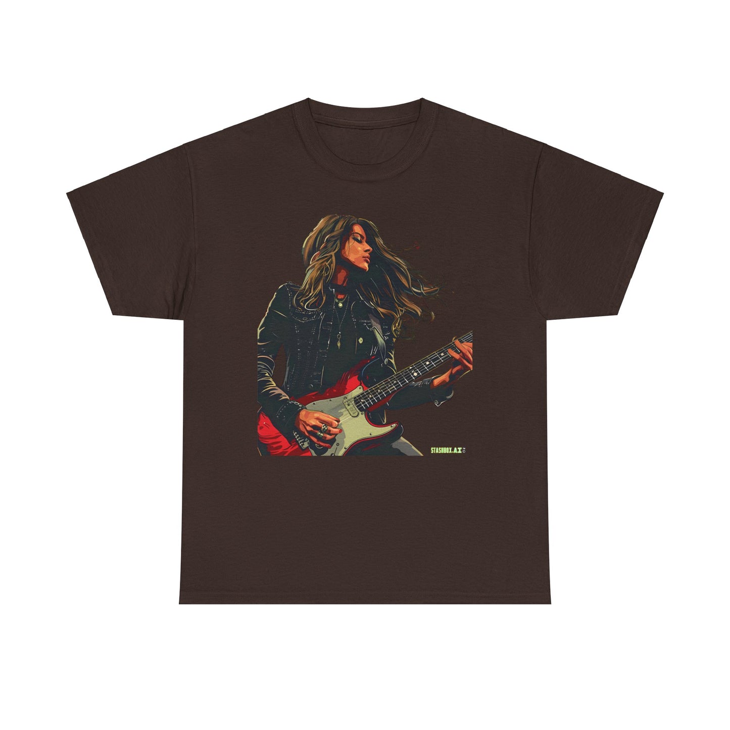 Unisex Heavy Cotton T-Shirt  Girl Guitarist Rocking 006