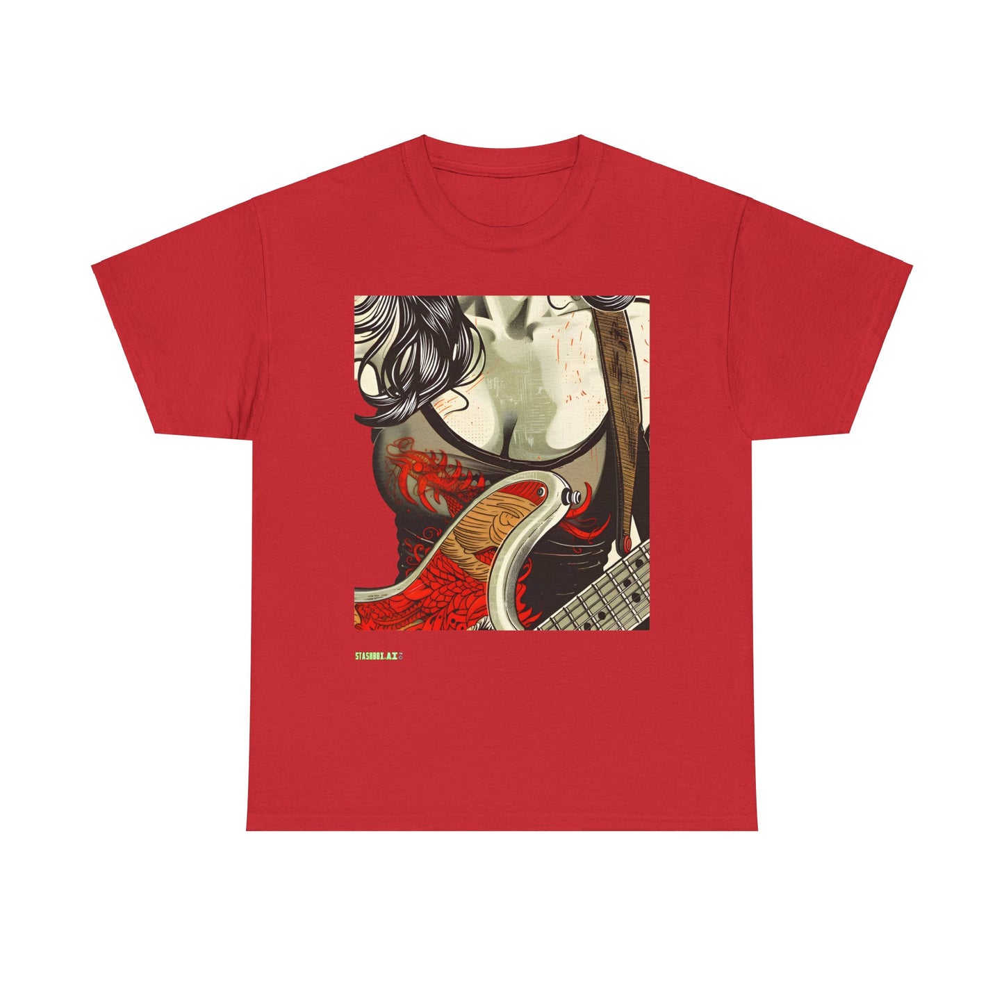 Unisex Heavy Cotton T-Shirt  Girl Guitarist Rocking 012