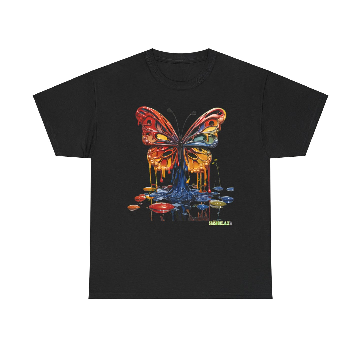 Unisex Heavy Cotton Tee Pop Surrealism Butterfly Design 008