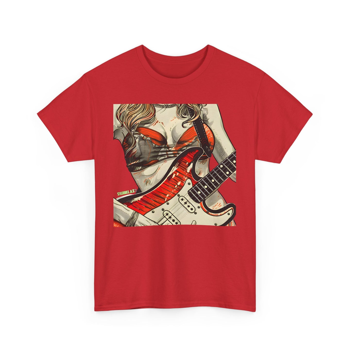 Unisex Heavy Cotton T-Shirt  Girl Guitarist Rocking 011