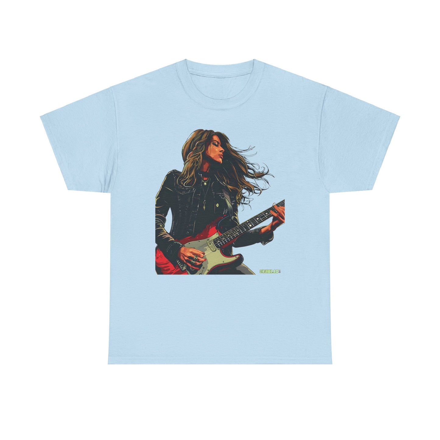 Unisex Heavy Cotton T-Shirt  Girl Guitarist Rocking 006