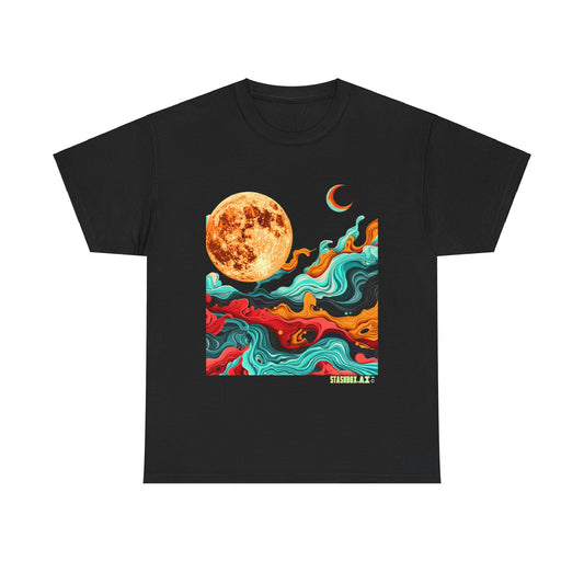 Heavy Cotton Tshirt Psychedelic Moon T-Shirt 001