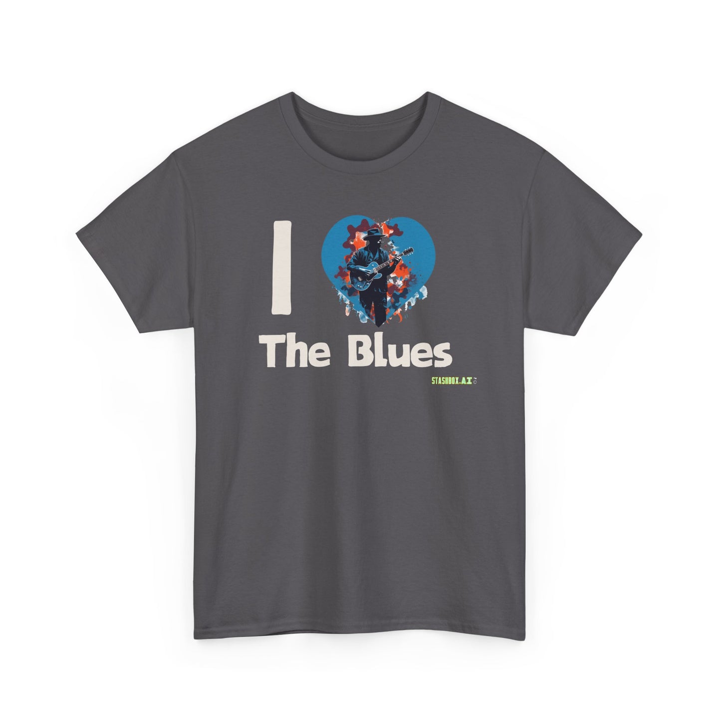 Unisex Heavy Cotton Tshirt I Heart The Blues 002