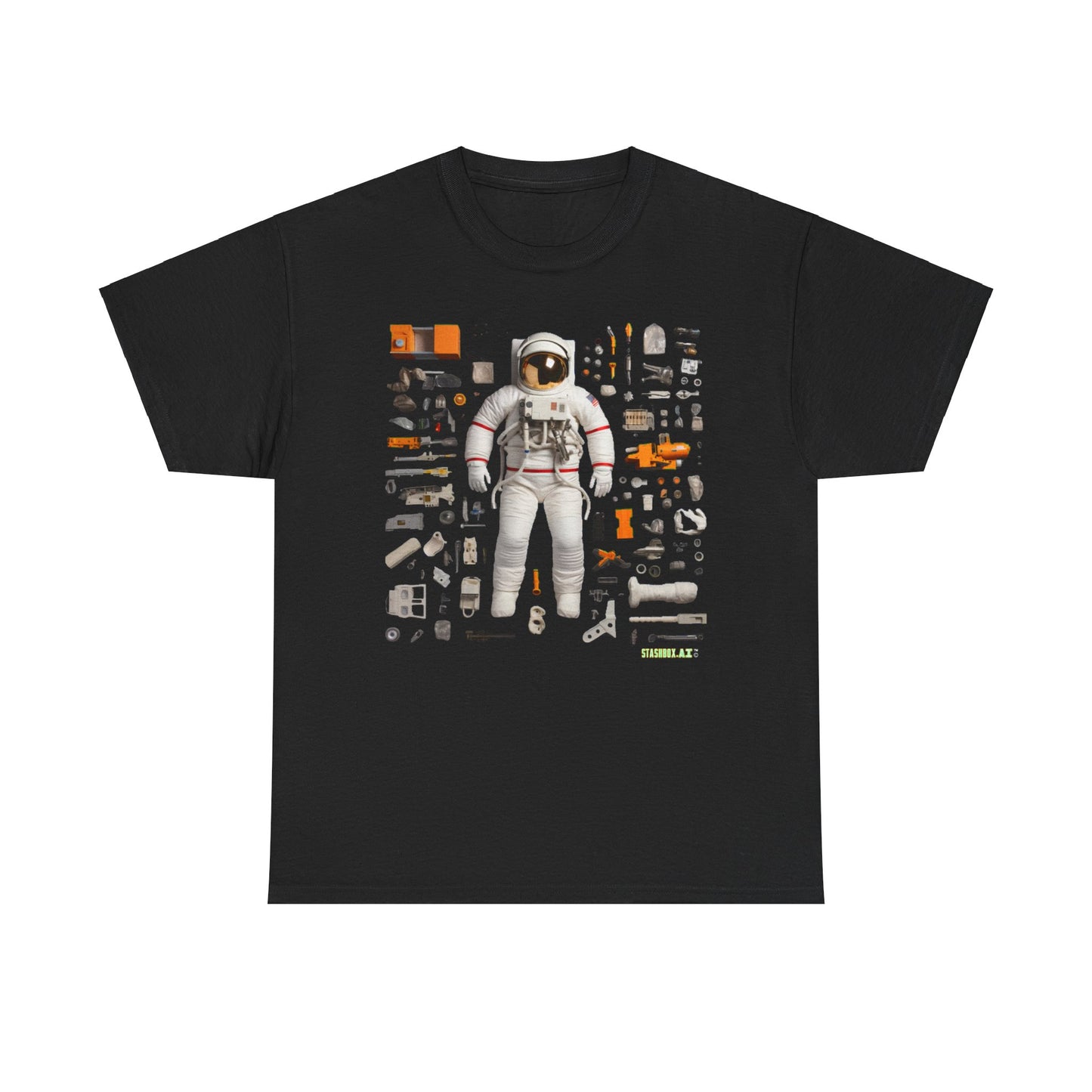 Unisex Adult Size Heavy Cotton TShirt Astronaut Knolling 003