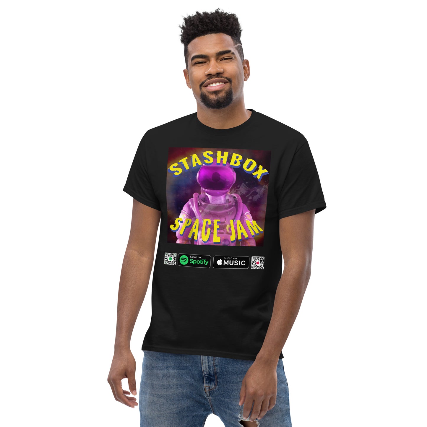 Space Jam: Explore the Cosmos in Style with Stashbox Men's Classic Tee Shirt, Artwork #005. Embark on a galactic journey with this unique tee, perfect for space enthusiasts and trendsetters. #StashboxGalaxy #SpaceExplorationFashion #CosmicStyle