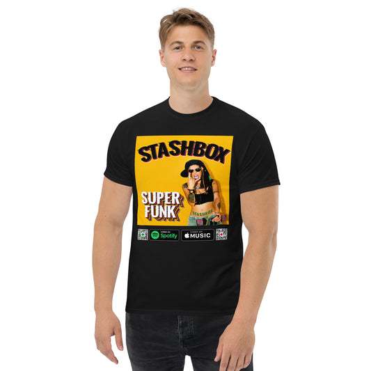 Groove in Style: Super Funk Men's Classic Tee. Dive into the rhythm with our Super Funk tee, merging music and fashion seamlessly. Express your love for funk with this exclusive Stashbox artwork. #FunkyFashion #MusicLoverTee #StashboxGroove