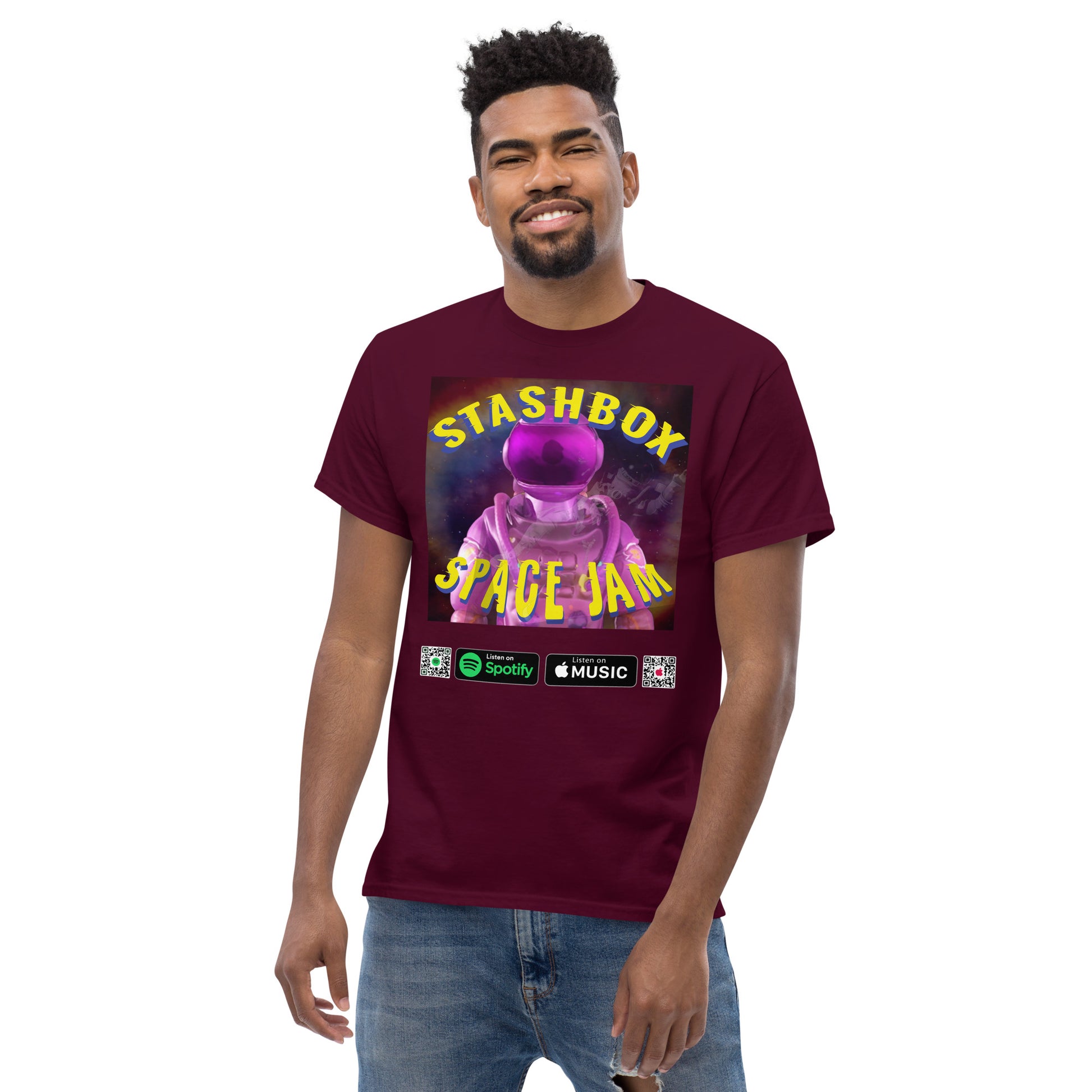 Space Jam: Explore the Cosmos in Style with Stashbox Men's Classic Tee Shirt, Artwork #005. Embark on a galactic journey with this unique tee, perfect for space enthusiasts and trendsetters. #StashboxGalaxy #SpaceExplorationFashion #CosmicStyle