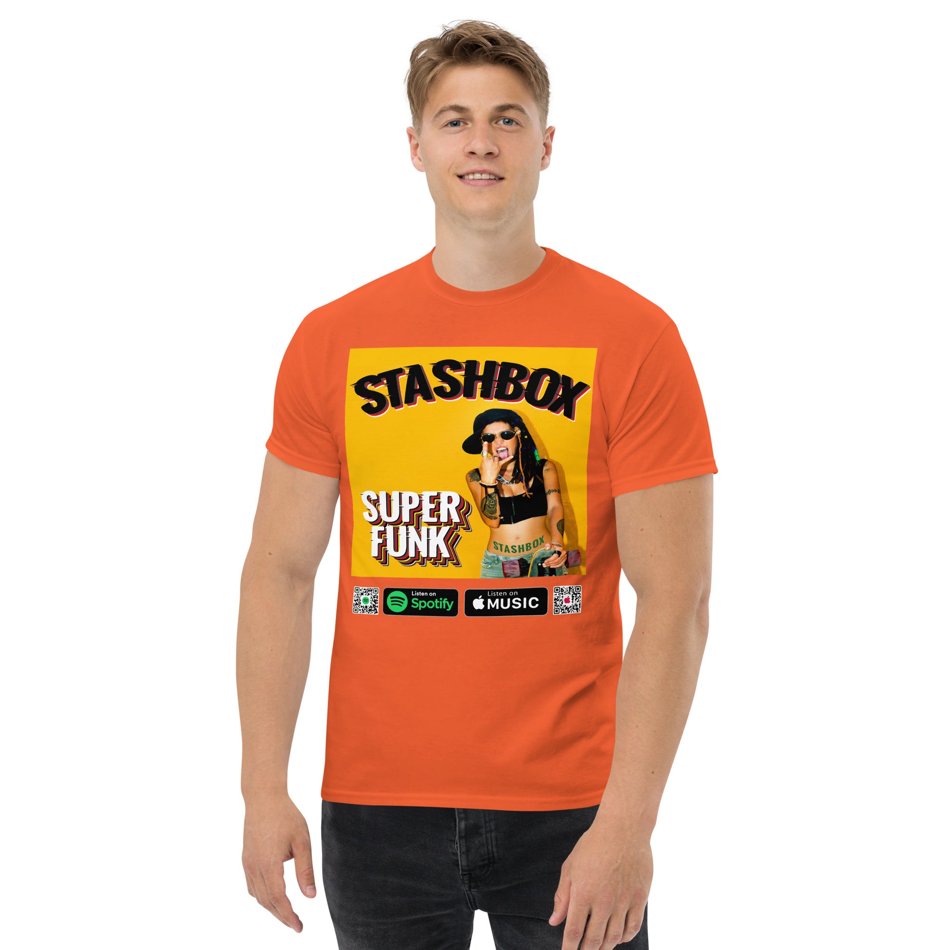 Funk Up Your Wardrobe: Super Funk Men's Classic Tee by Stashbox. Elevate your fashion game with the essence of funk. This tee captures the funky spirit, making it a must-have for music enthusiasts. Let your wardrobe groove. #FunkyTeeStyle #MusicFueledFashion #StashboxGroove