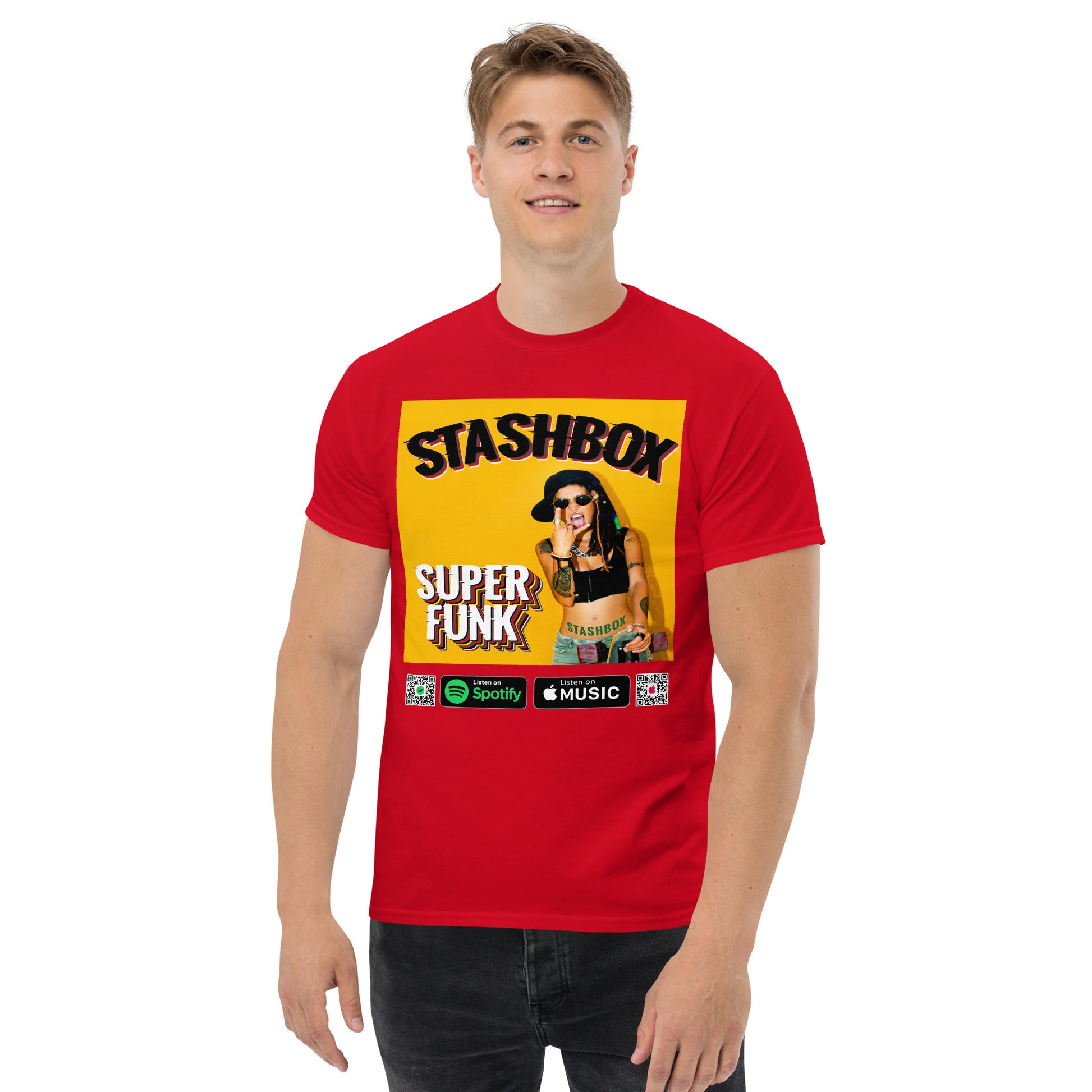 Groove in Style: Super Funk Men's Classic Tee. Dive into the rhythm with our Super Funk tee, merging music and fashion seamlessly. Express your love for funk with this exclusive Stashbox artwork. #FunkyFashion #MusicLoverTee #StashboxGroove