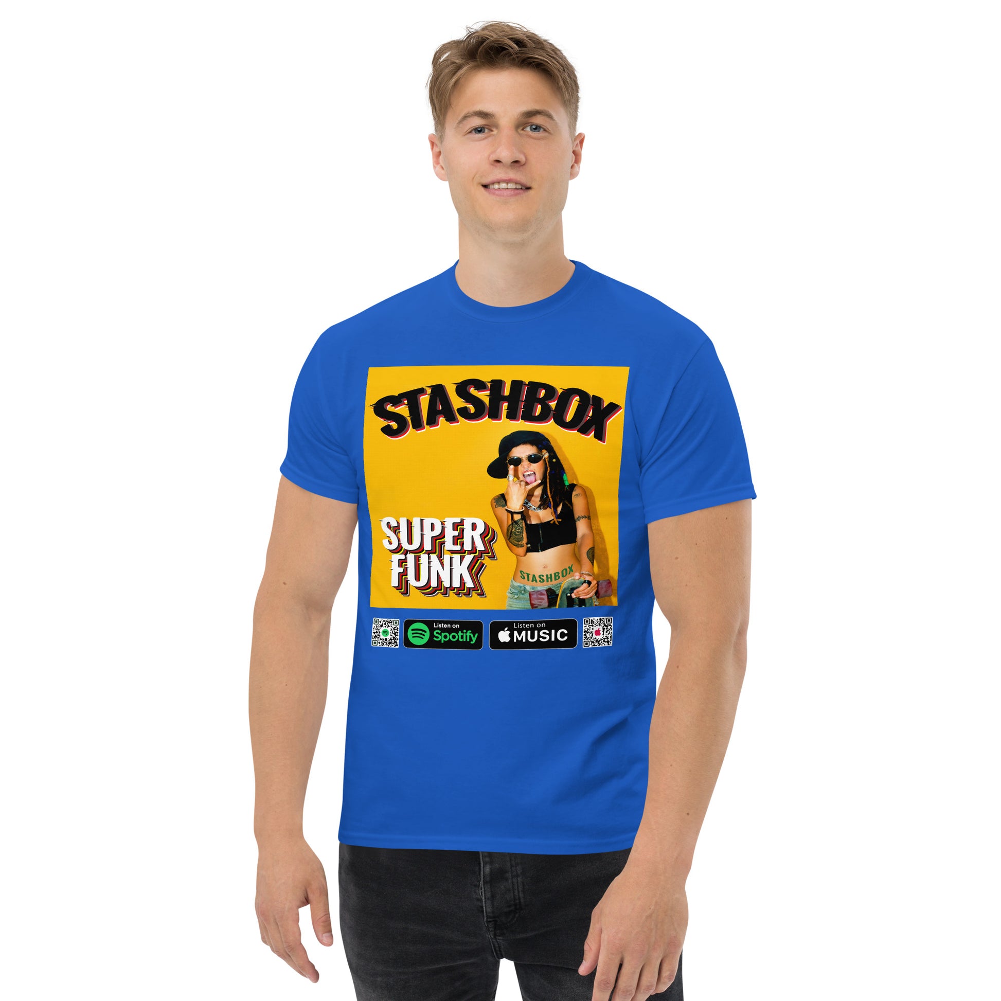 Funky Freshness: Super Funk Men's Tee by Stashbox Artwork #005. Channel the essence of funk in your fashion. Vibrant design, comfortable fit. Ideal for those who love to move to the rhythm of life. #FunkyFashion #StashboxGroove #MusicalStyle