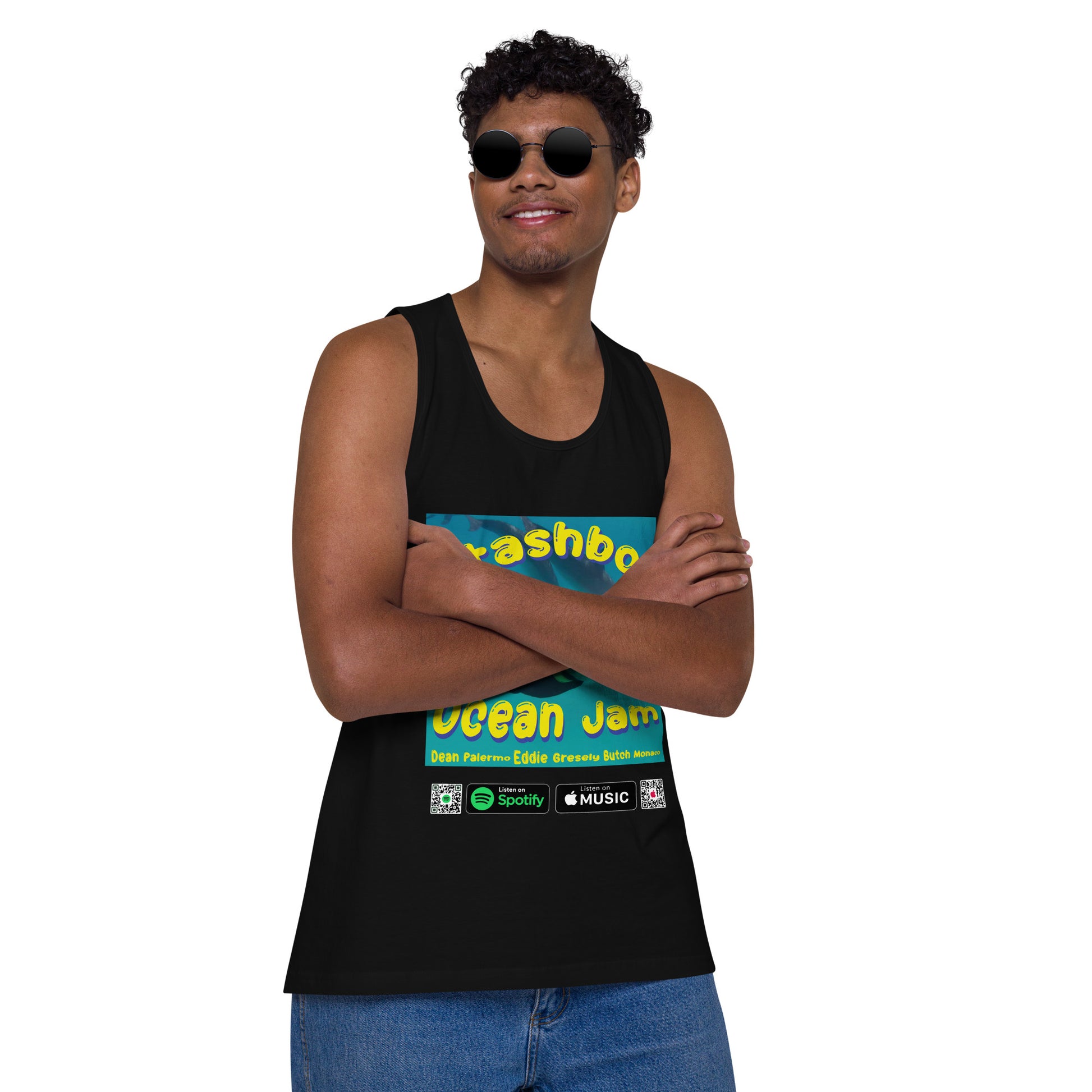 Dive into musical vibes with our Ocean Jam Men’s Premium Tank Top, Design #017. Your fashion, your gateway to musical expression, exclusively at Stashbox.ai.