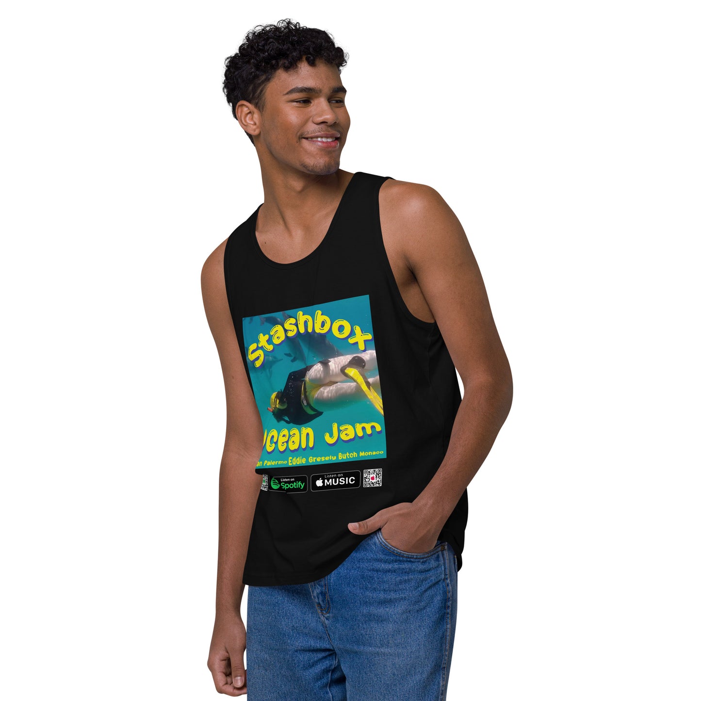 Dive into musical vibes with our Ocean Jam Men’s Premium Tank Top, Design #017. Your fashion, your gateway to musical expression, exclusively at Stashbox.ai.Dive into musical vibes with our Ocean Jam Men’s Premium Tank Top, Design #017. Your fashion, your gateway to musical expression, exclusively at Stashbox.ai.
