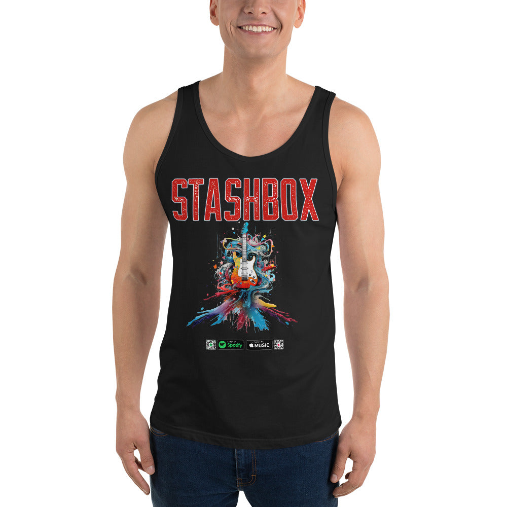 Unleash Your Inner Rockstar: Stashbox Guitar Design #028 Tank Top - No Background. Perfect for musicians and music enthusiasts, this tank exudes style and passion. #GuitarVibes #RockstarFashion #StashboxDesign