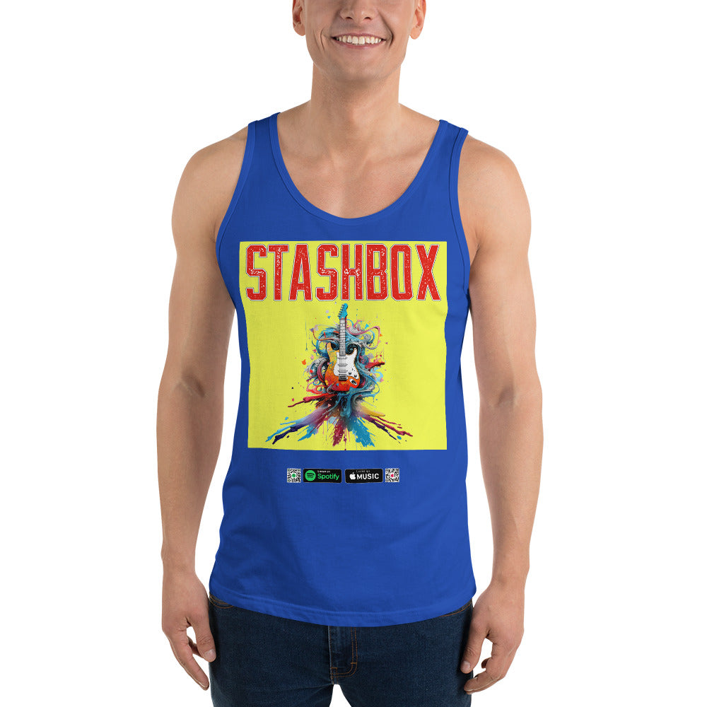 Guitar Vibes, Bold Hues: Stashbox Guitar Design #028 brings the music to life in a Color Explosion. Express your love for melodies with this vibrant tee. Ideal for concerts, jam sessions, and stylish statements. #GuitarPassion #MusicalPalette #ColorfulMelodies