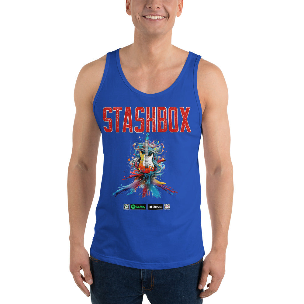 Musical Freedom: Stashbox Guitar Design #028 Tank Top - No Background. Feel the rhythm and wear the beat with this tank that celebrates the essence of music. Ideal for concerts, gigs, and everyday rockstar vibes. #MusicalExpression #GuitarMagic #StashboxStyle