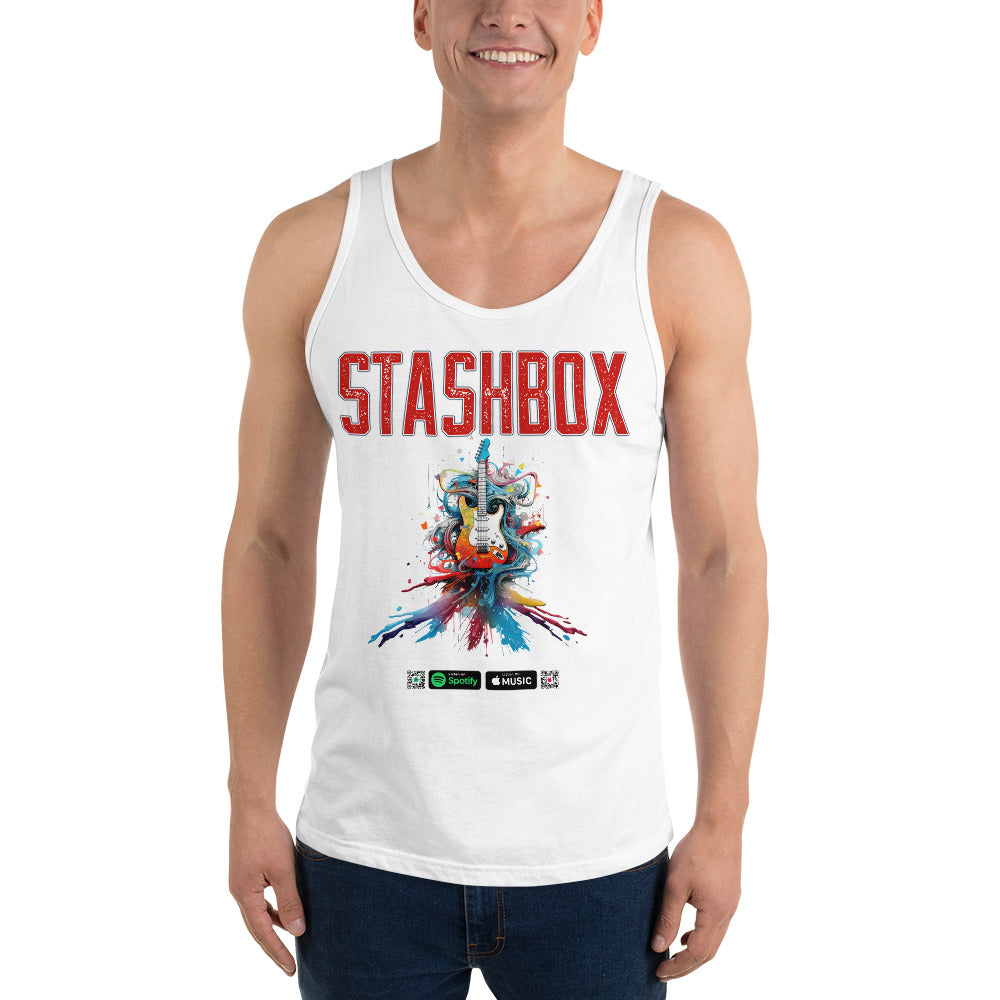 Musical Freedom: Stashbox Guitar Design #028 Tank Top - No Background. Feel the rhythm and wear the beat with this tank that celebrates the essence of music. Ideal for concerts, gigs, and everyday rockstar vibes. #MusicalExpression #GuitarMagic #StashboxStyle