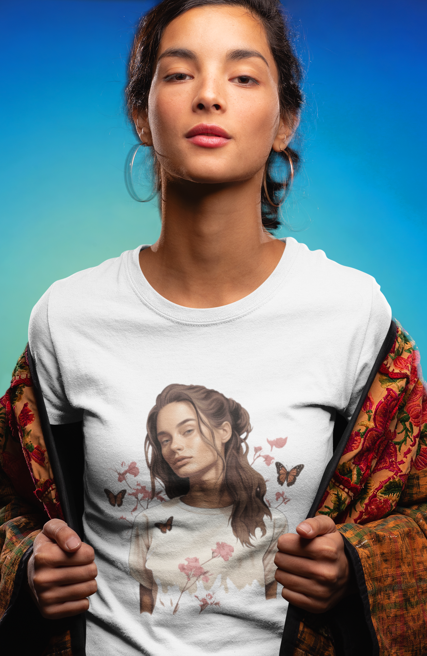 Women's Favorite T-Shirt Beautiful Girl Butterfly Design 017