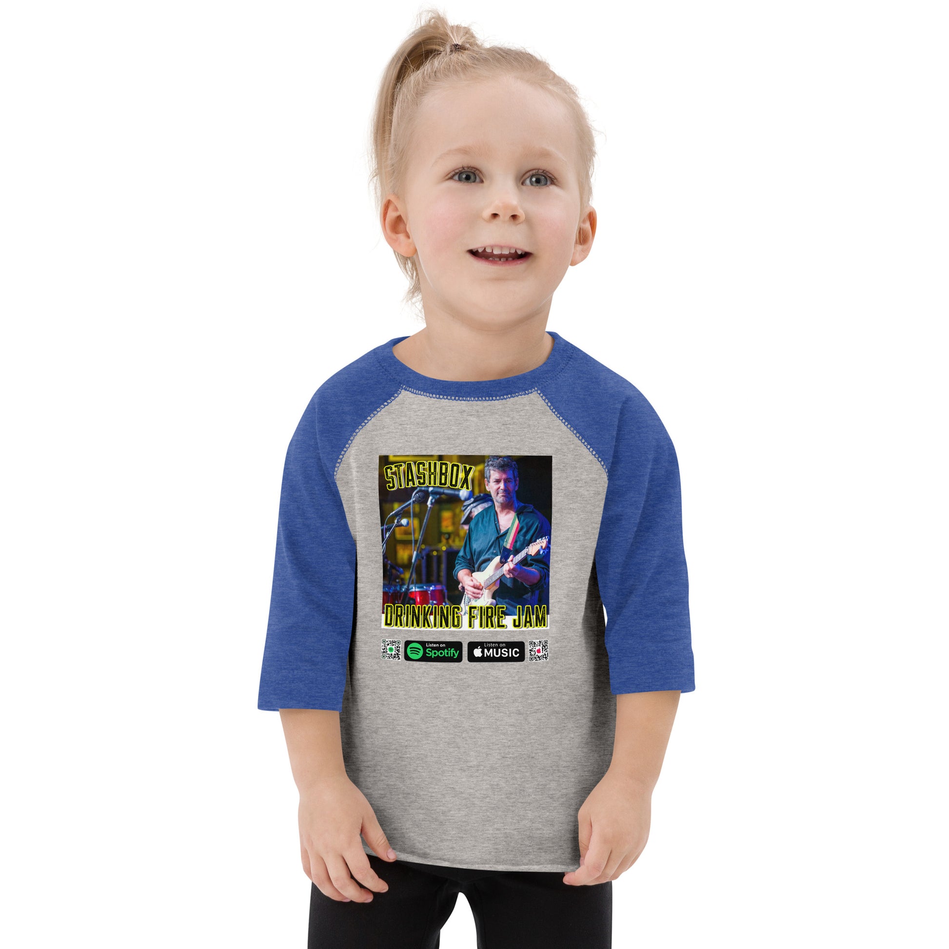Fuel your toddler's style with our Drinking Fire Toddler Baseball Shirt. Stashbox Design #004. Step into fashion harmony, exclusively at Stashbox.ai.