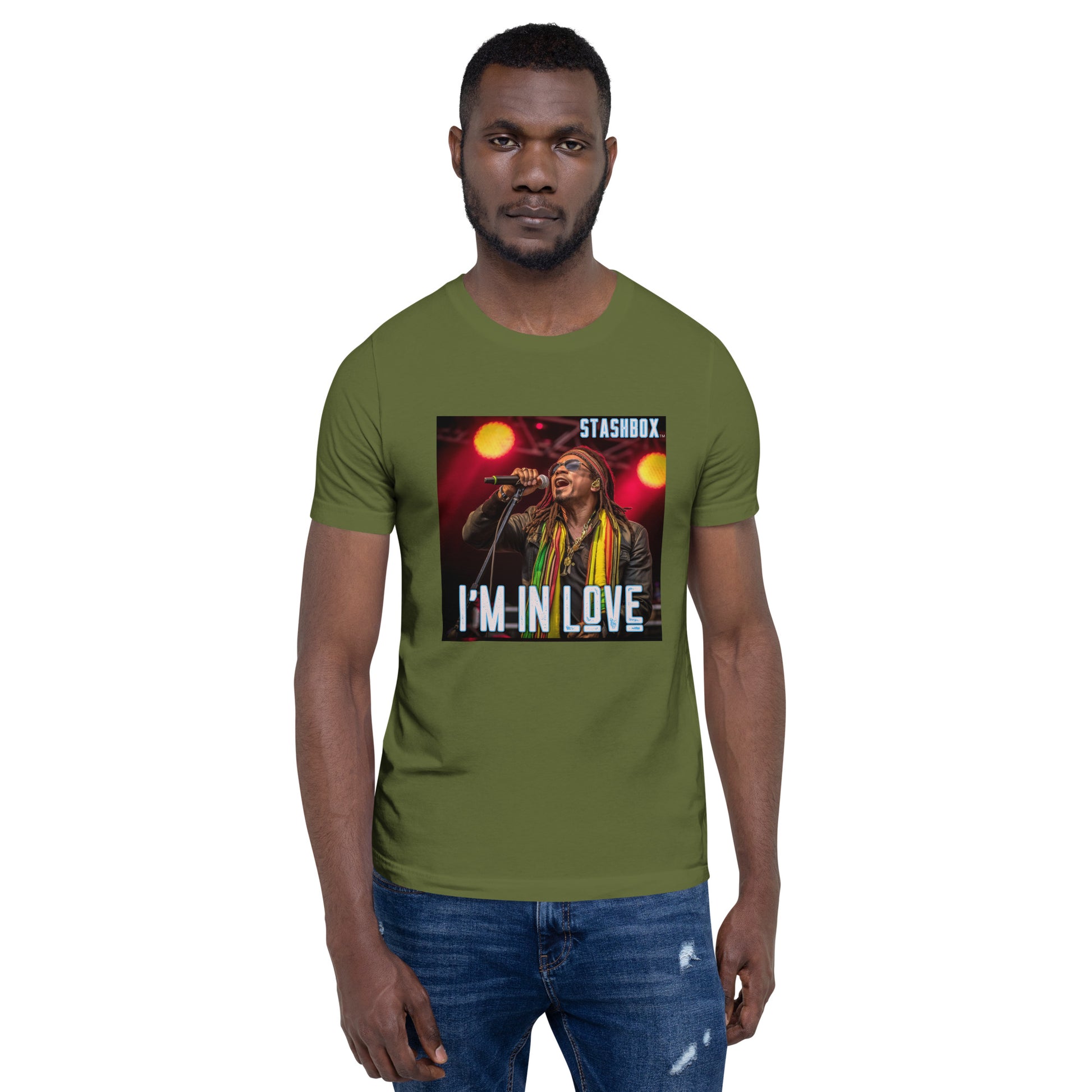 cameo green - Reggae Lead Singer Embrace love and fashion with our Design #006 Unisex T-shirt. Your wardrobe, your love affair, exclusively at Stashbox.ai.